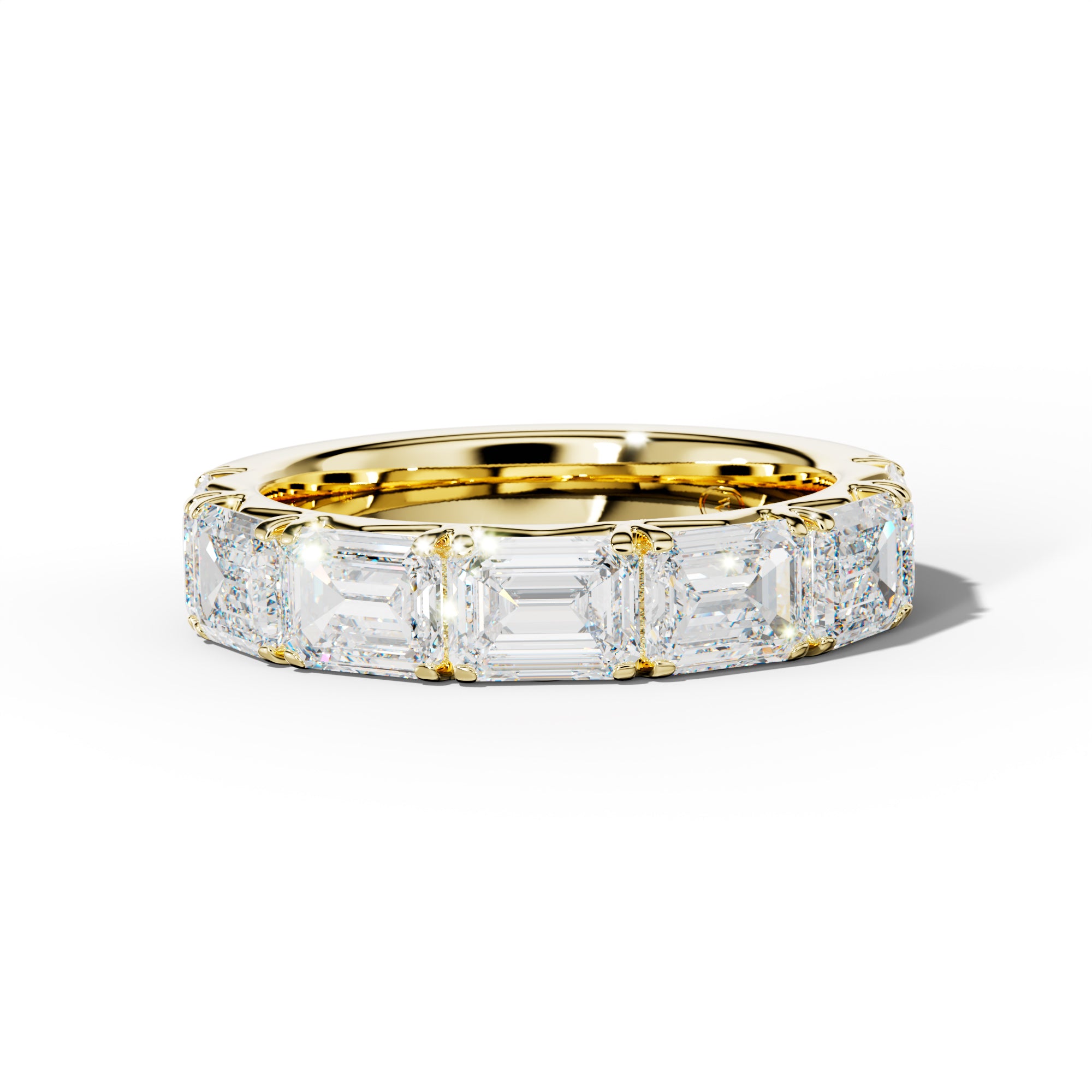 5.0 Carat East West Emerald Cut Diamond French Pave Half Anniversary Band