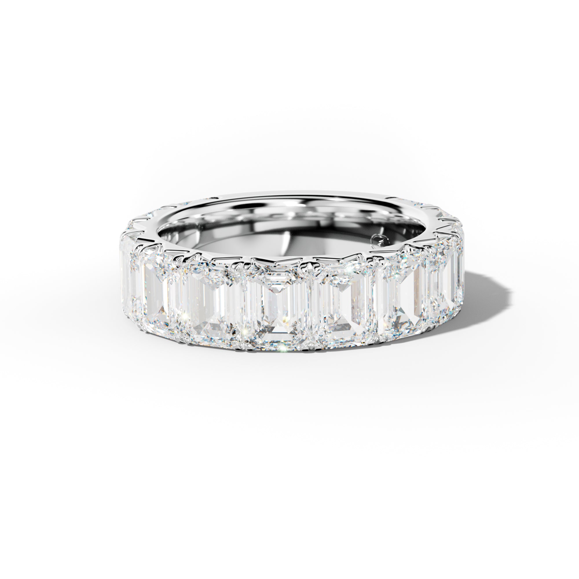 8.0 Carat Emerald Cut Diamond French Pave 3/4 Anniversary Band