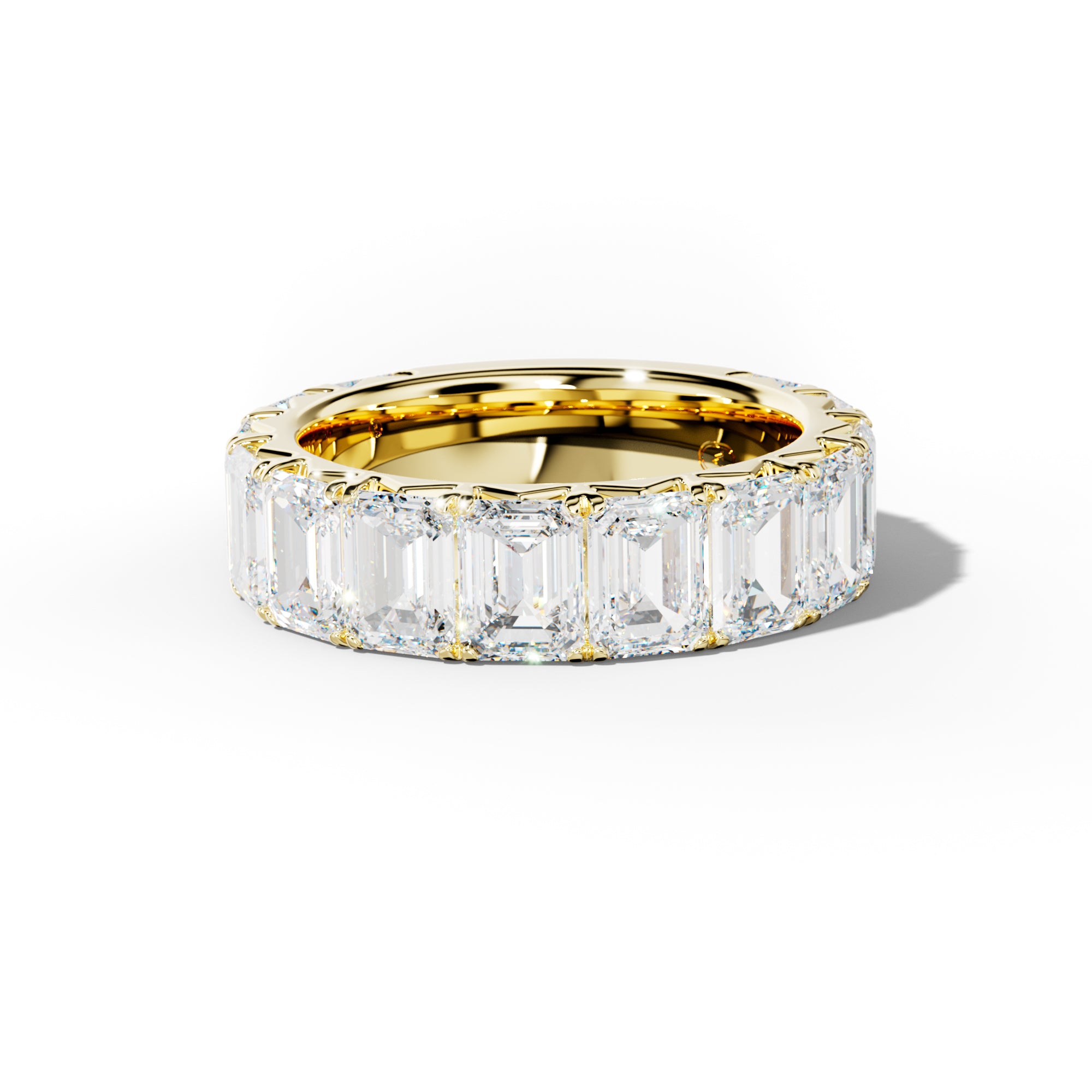 8.0 Carat Emerald Cut Diamond French Pave 3/4 Anniversary Band