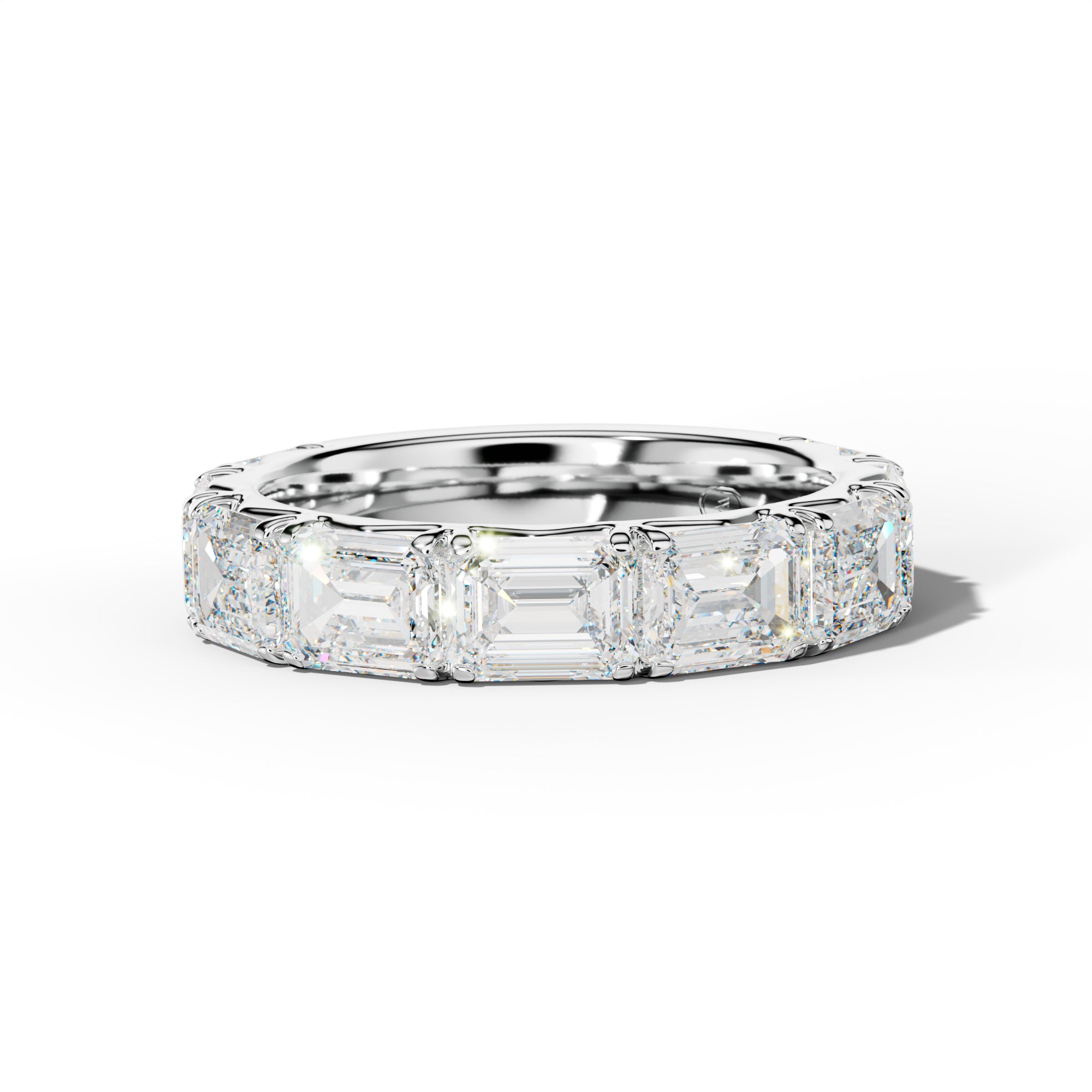 6.0 Carat East West Emerald Cut Diamond French Pave 3/4 Anniversary Band