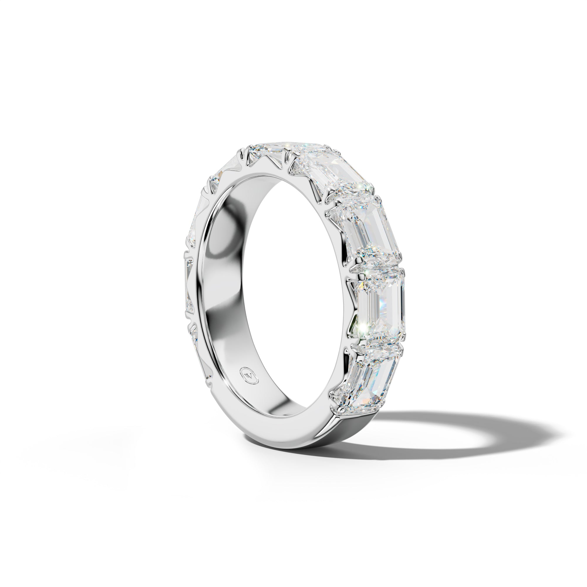 6.0 Carat East West Emerald Cut Diamond French Pave 3/4 Anniversary Band