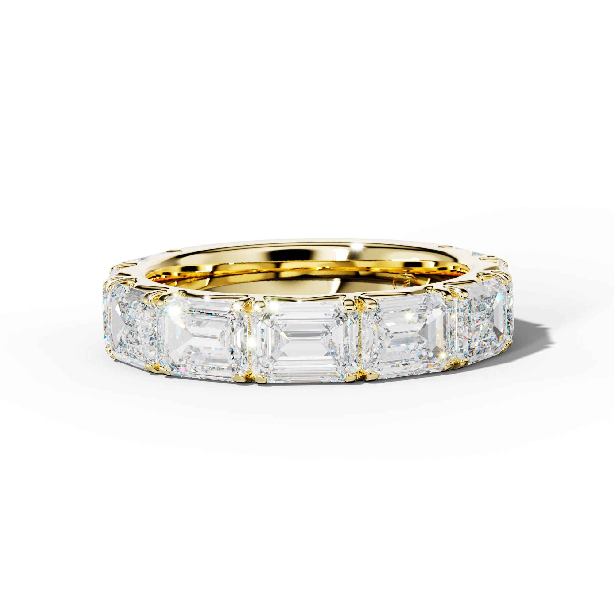 6.0 Carat East West Emerald Cut Diamond French Pave 3/4 Anniversary Band