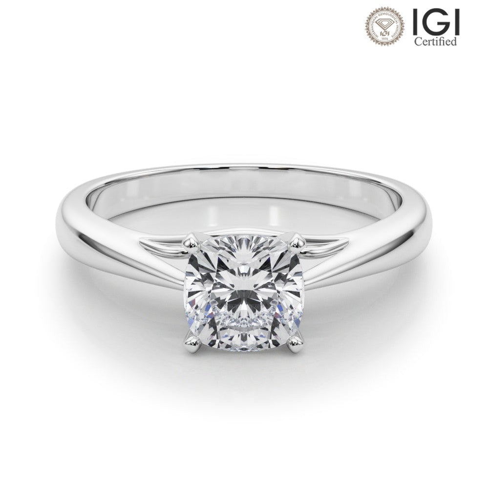 Katerina Cushion Lab Grown Diamond Solitaire Engagement Ring IGI Certified-VIRABYANI