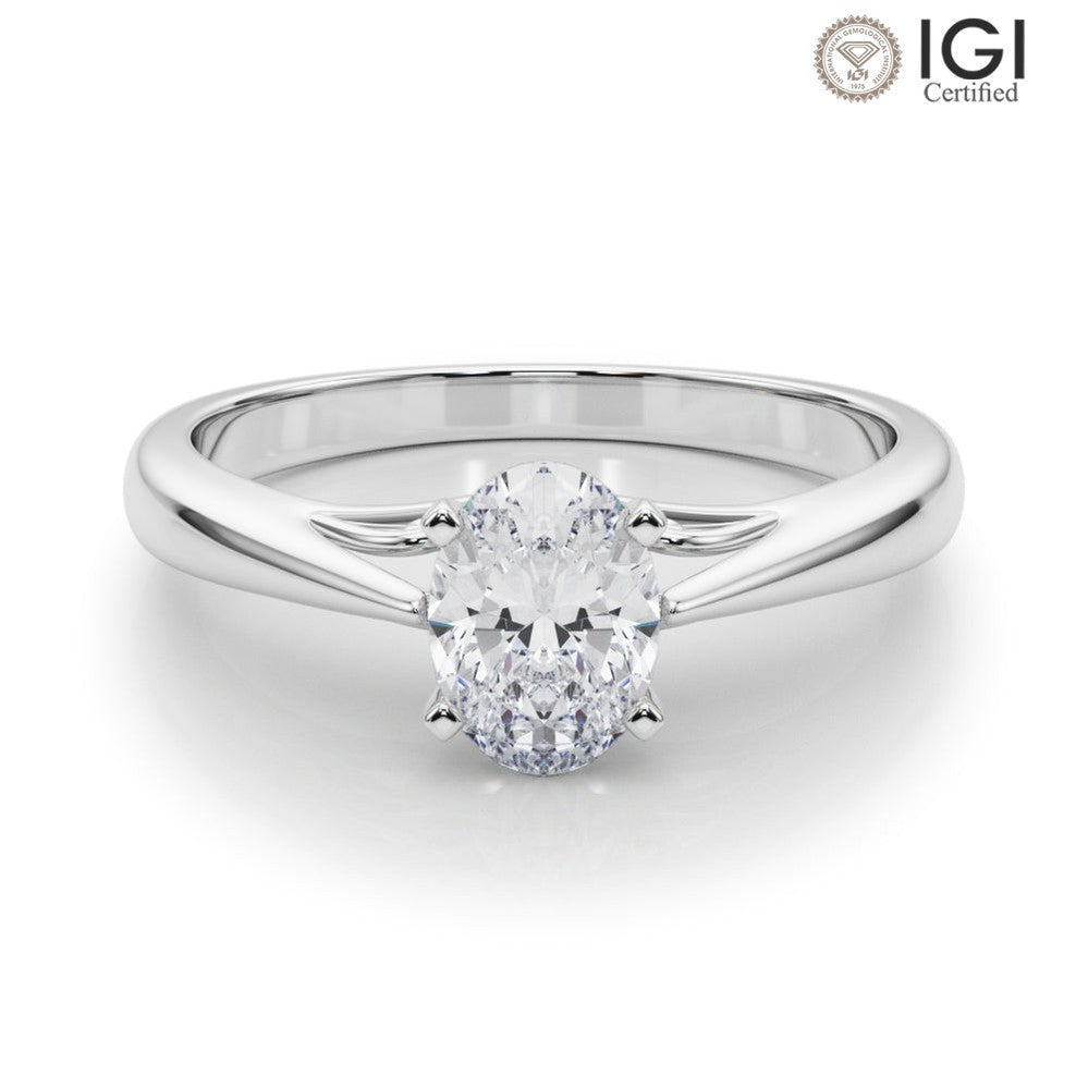 Katerina Oval Lab Grown Diamond Solitaire Engagement Ring IGI Certified-VIRABYANI