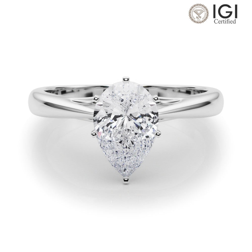 Katerina Pear Lab Grown Diamond Solitaire Engagement Ring IGI Certified-VIRABYANI