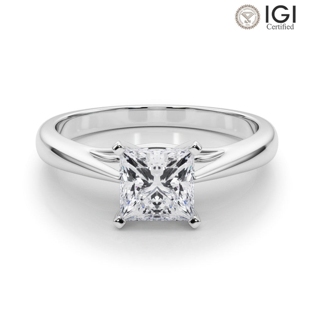 Katerina Princess Lab Grown Diamond Solitaire Engagement Ring IGI Certified-VIRABYANI