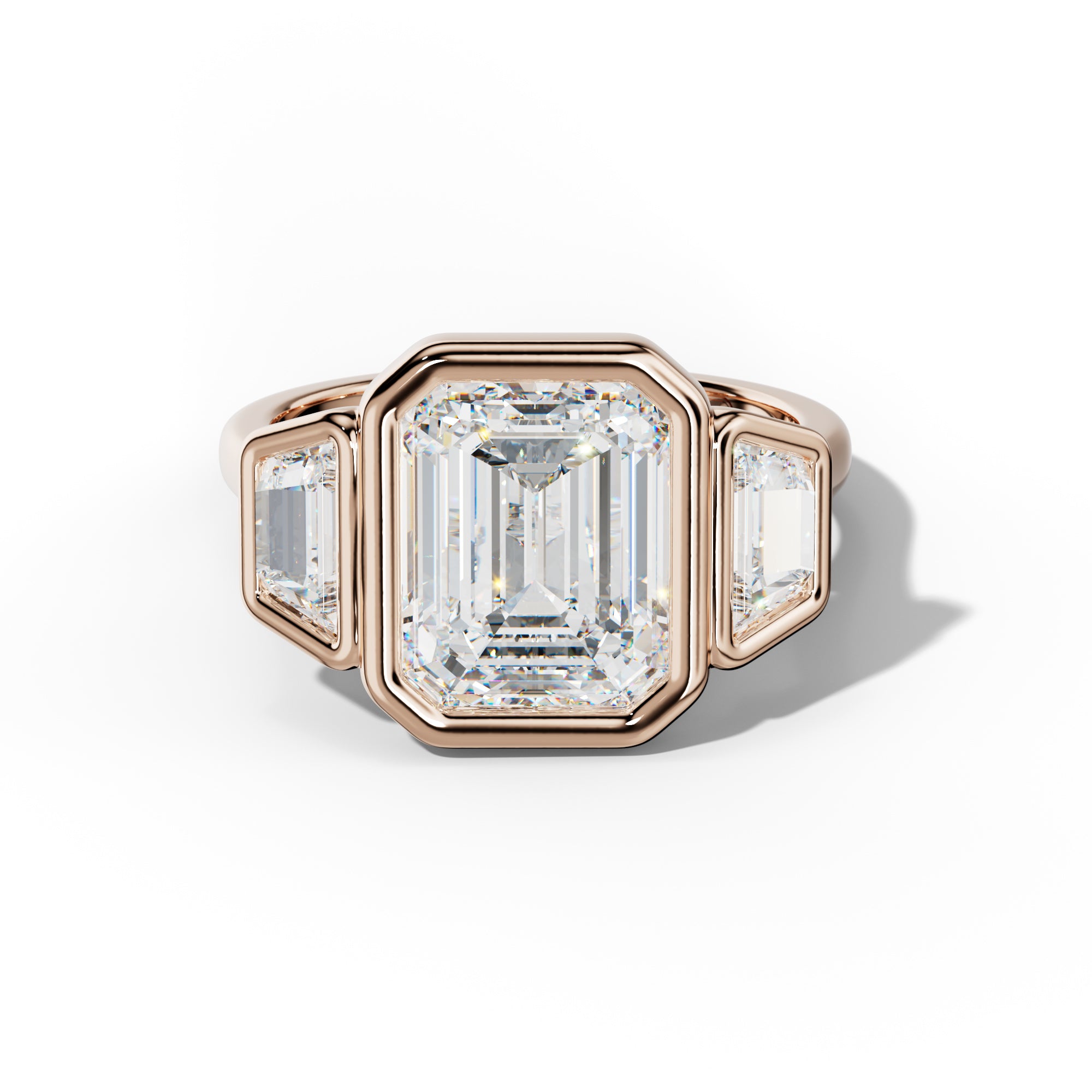Cleo Emerald Cut With Trapezoid Side Diamond Engagement Ring