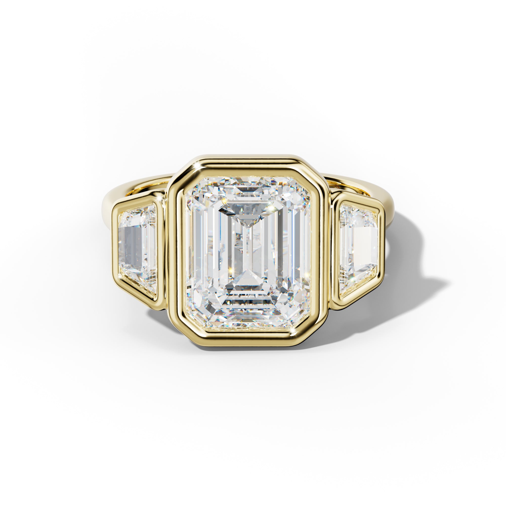 Cleo Emerald Cut With Trapezoid Side Diamond Engagement Ring