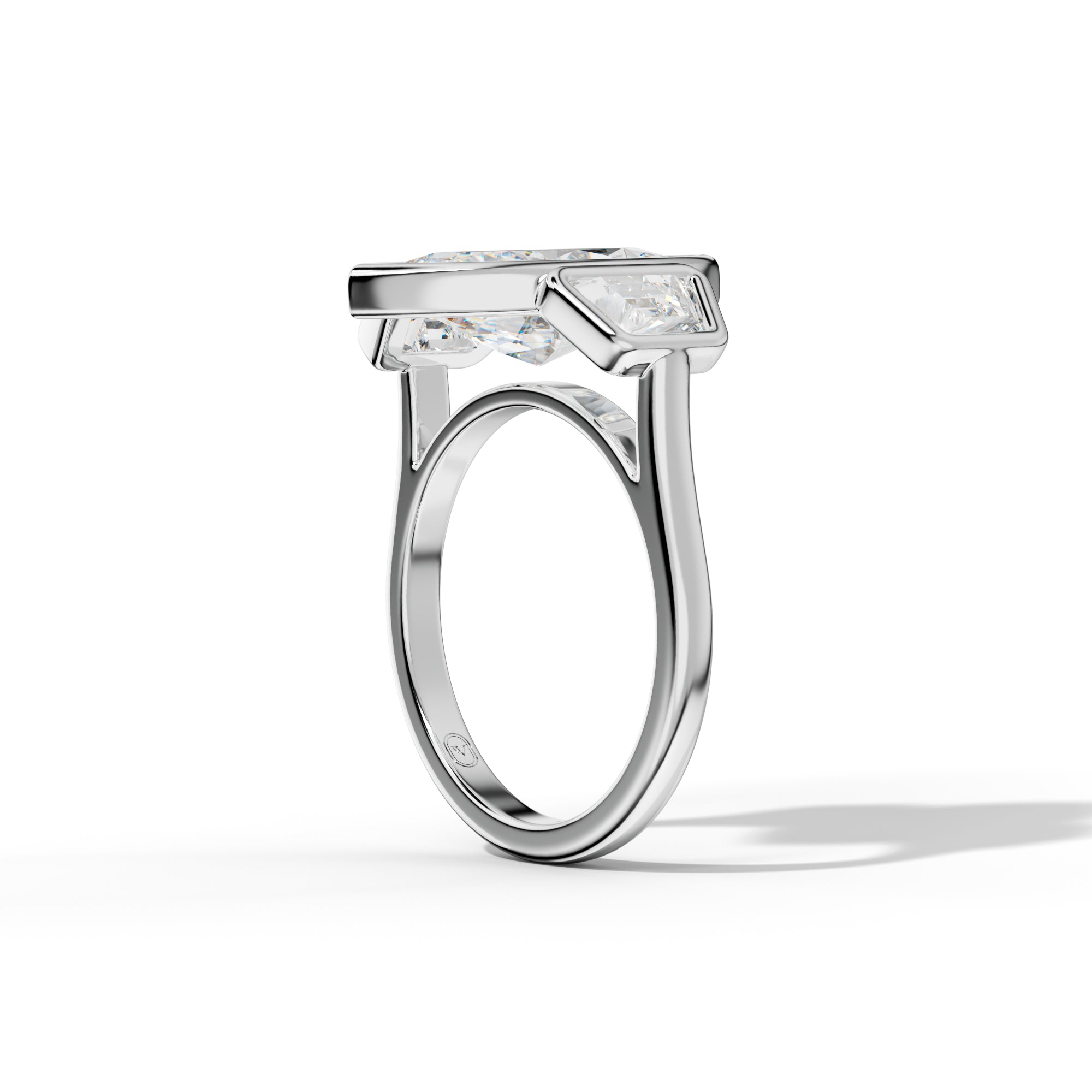 Cleo Marquise Center With trapezoid Side Diamond Engagement Ring