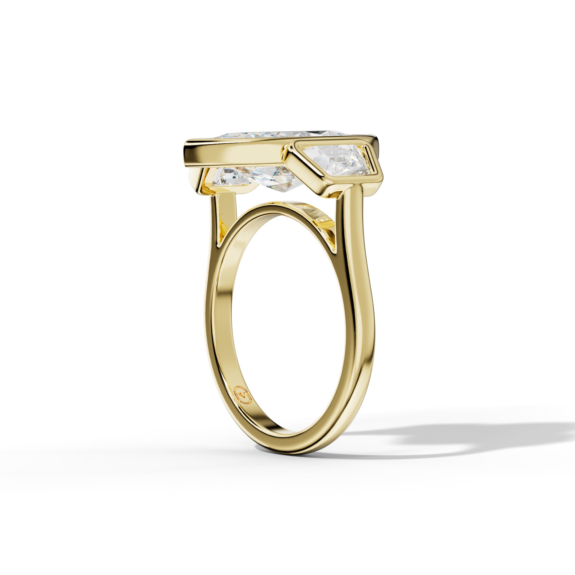 Cleo Marquise Center With trapezoid Side Diamond Engagement Ring