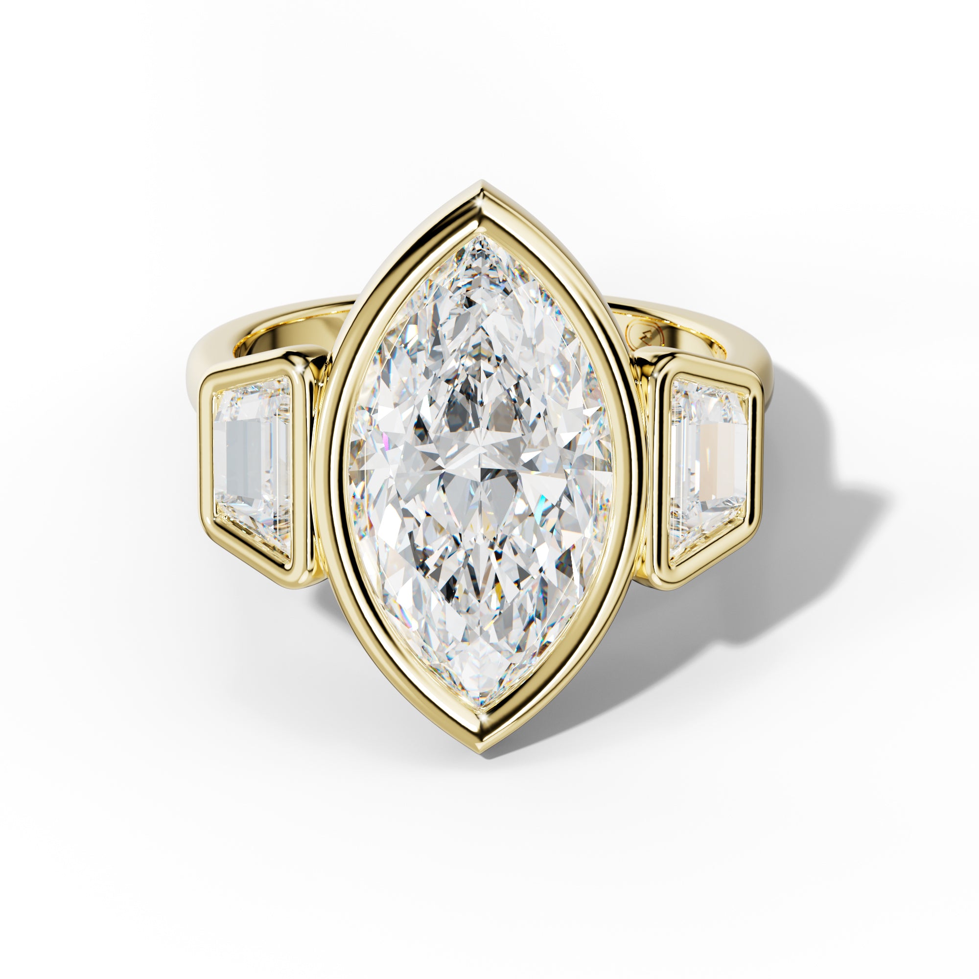 Cleo Marquise Center With trapezoid Side Diamond Engagement Ring