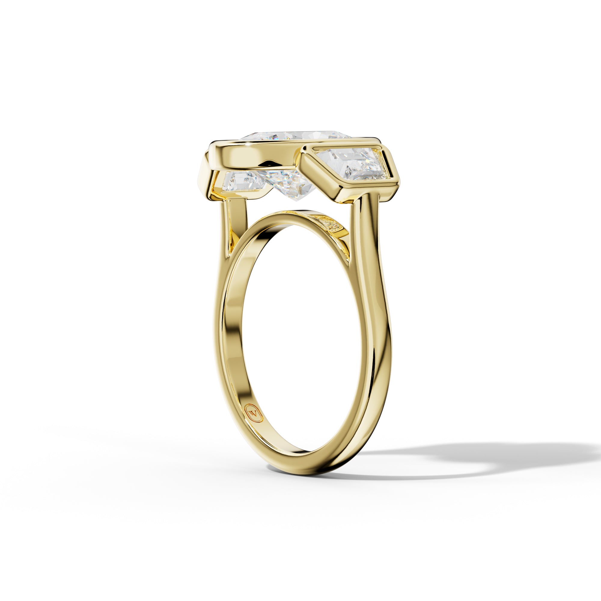 Cleo Oval Center With Trapezoid Side Diamond Engagement Ring