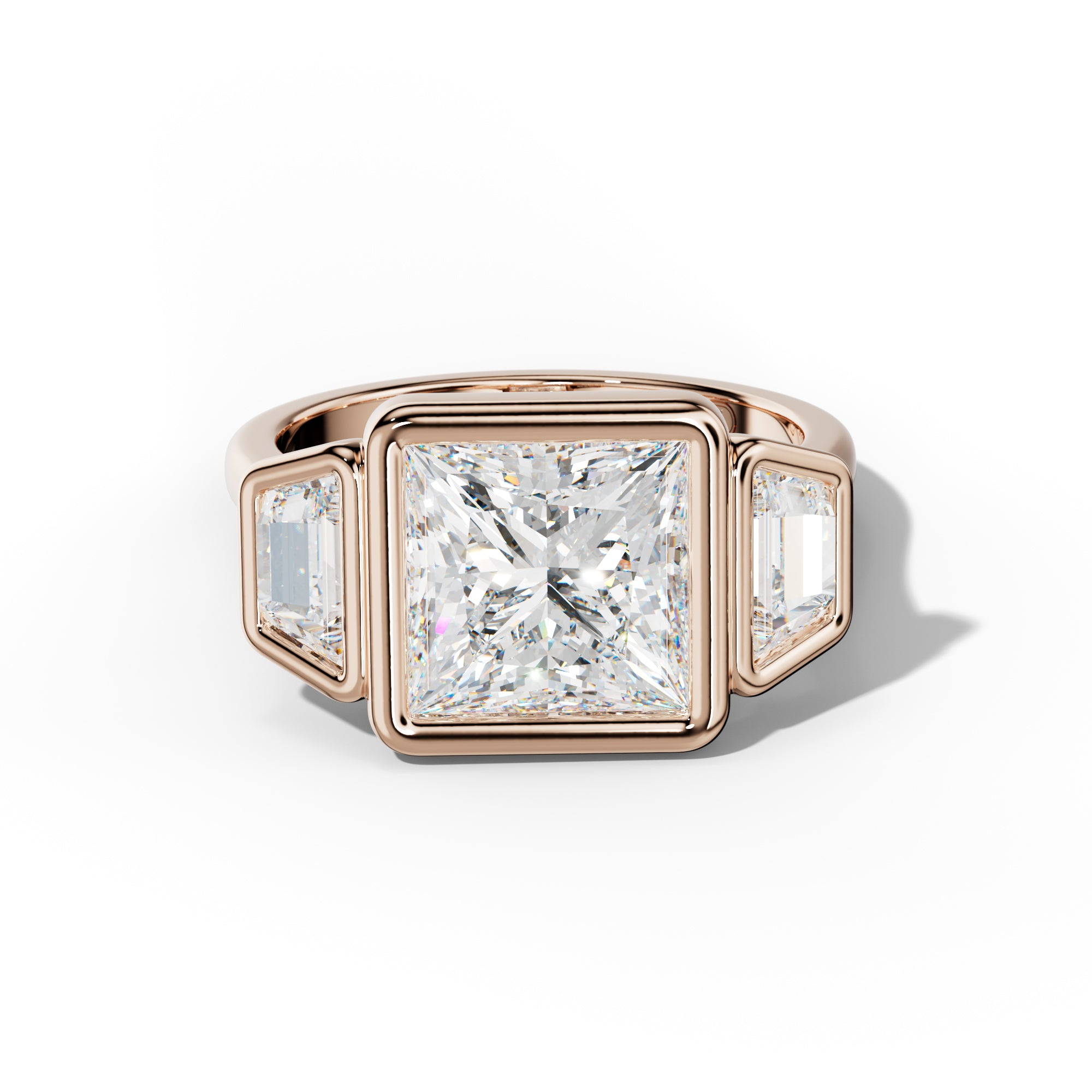 Cleo Princess Cut With Trapezoid Side Diamond Engagement Ring