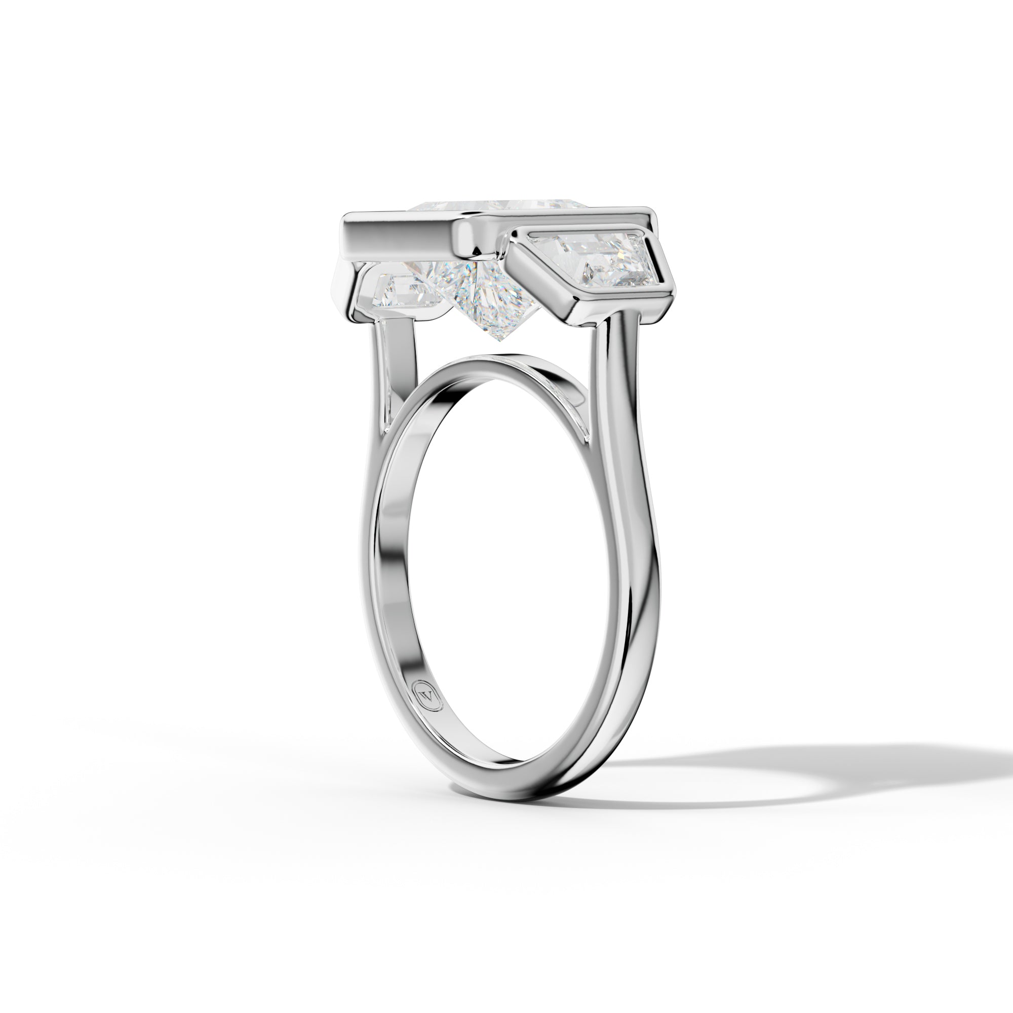 Cleo Princess Cut With Trapezoid Side Diamond Engagement Ring
