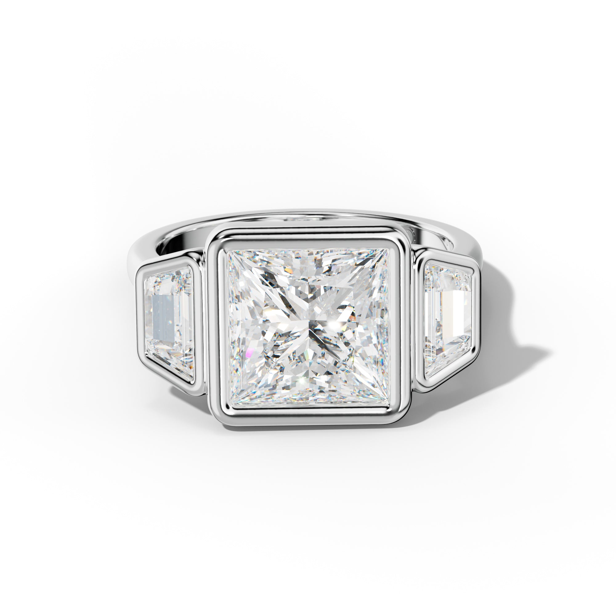 Cleo Princess Cut With Trapezoid Side Diamond Engagement Ring
