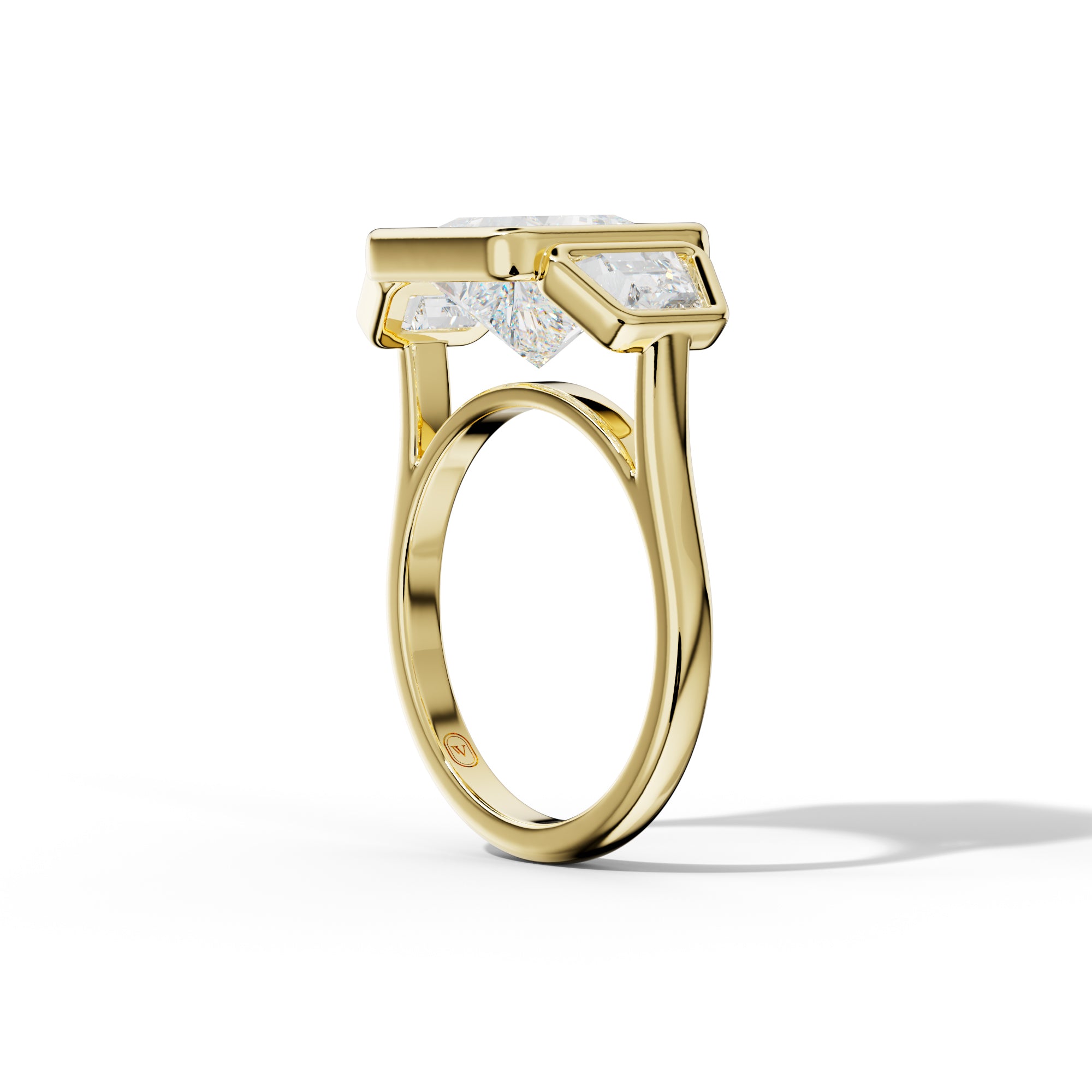 Cleo Princess Cut With Trapezoid Side Diamond Engagement Ring