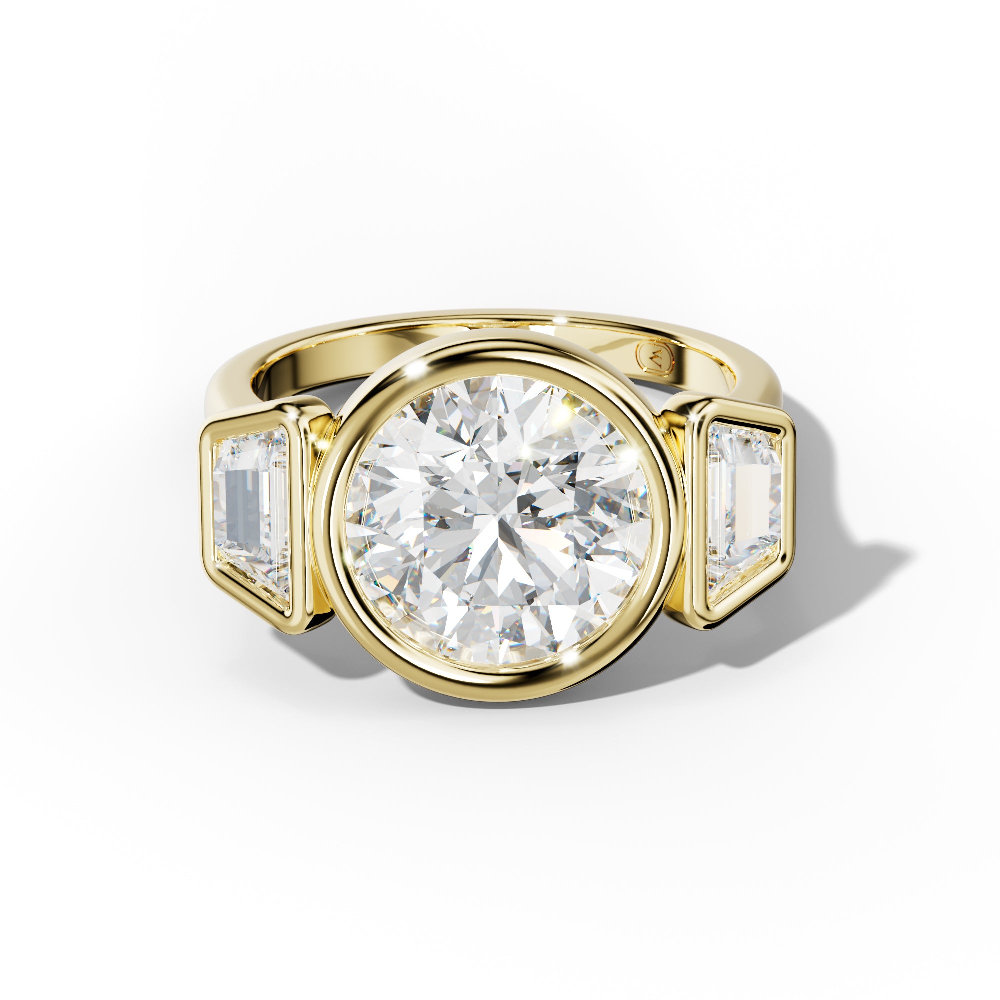 Cleo Round Center Trapezoid Side Diamond Engagement Ring