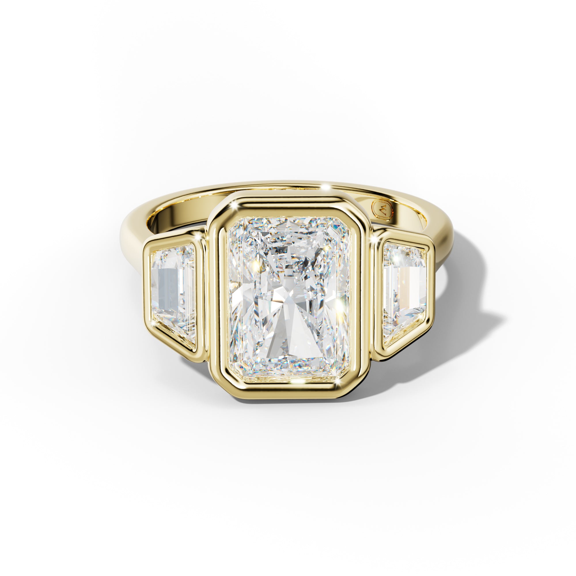 Cleo Radiant Center Trapezoid Side Diamond Engagement Ring