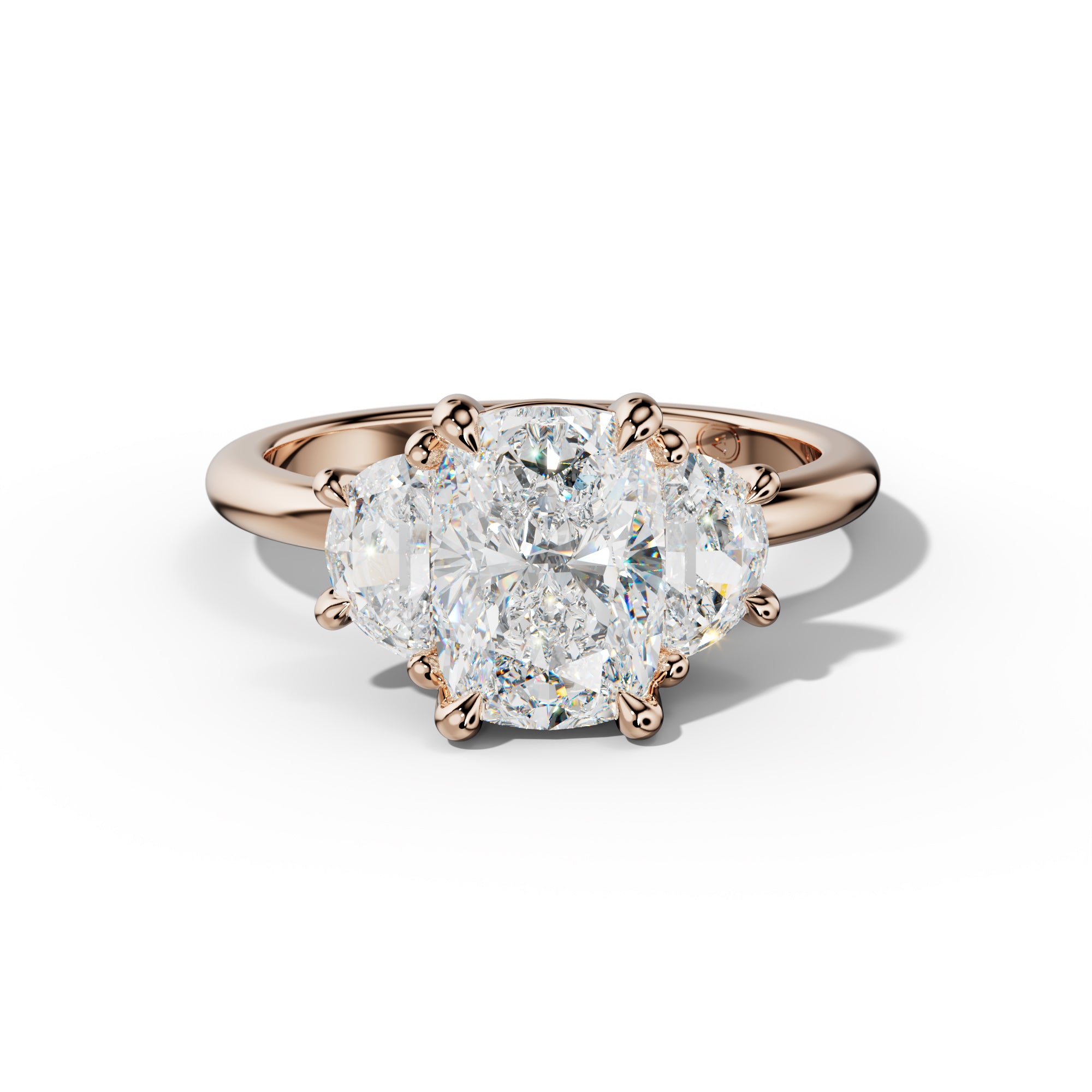 Itzel Elongated Cushion Diamond With Half Moon Sides Engagement Ring