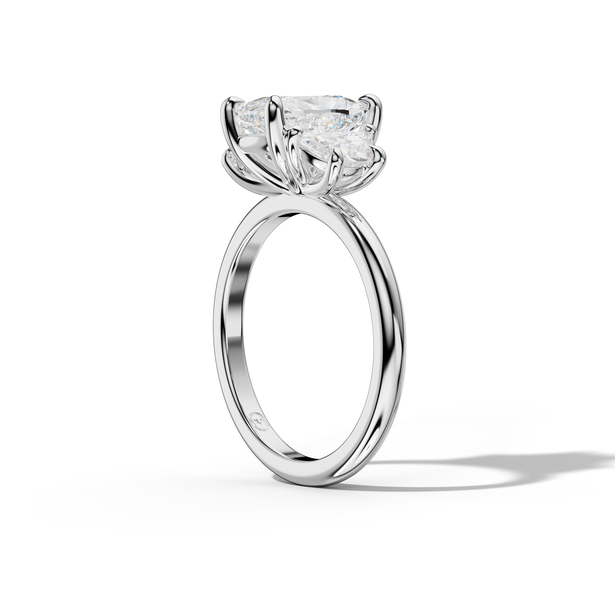 Itzel Elongated Cushion Diamond With Half Moon Sides Engagement Ring
