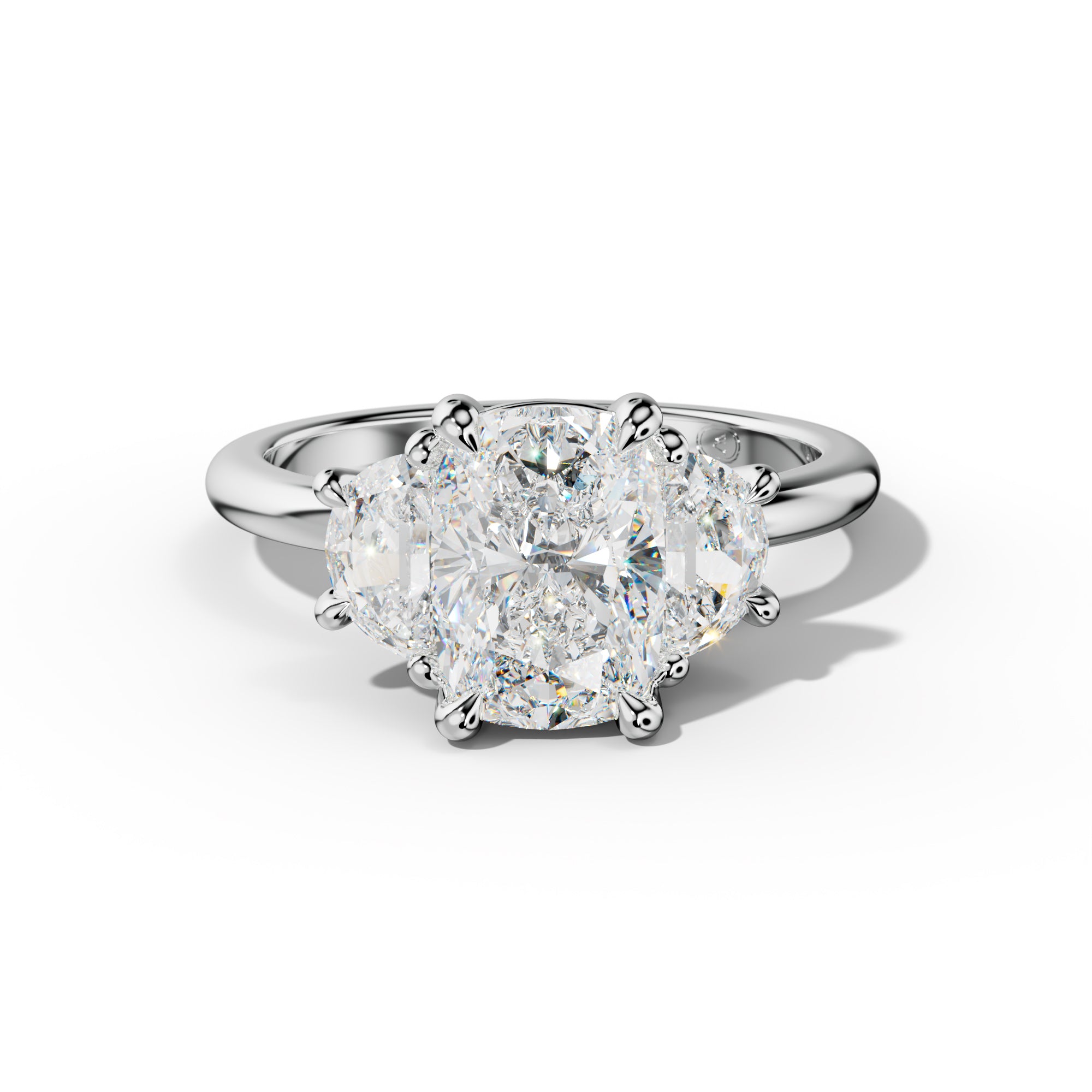Itzel Elongated Cushion Diamond With Half Moon Sides Engagement Ring