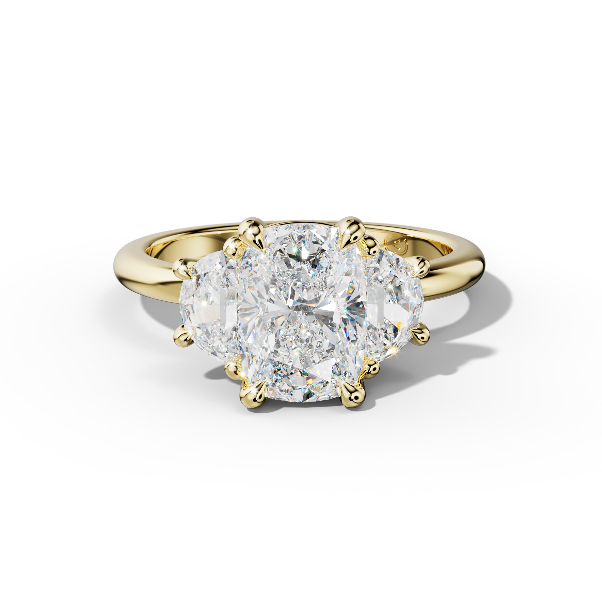 Itzel Elongated Cushion Diamond With Half Moon Sides Engagement Ring