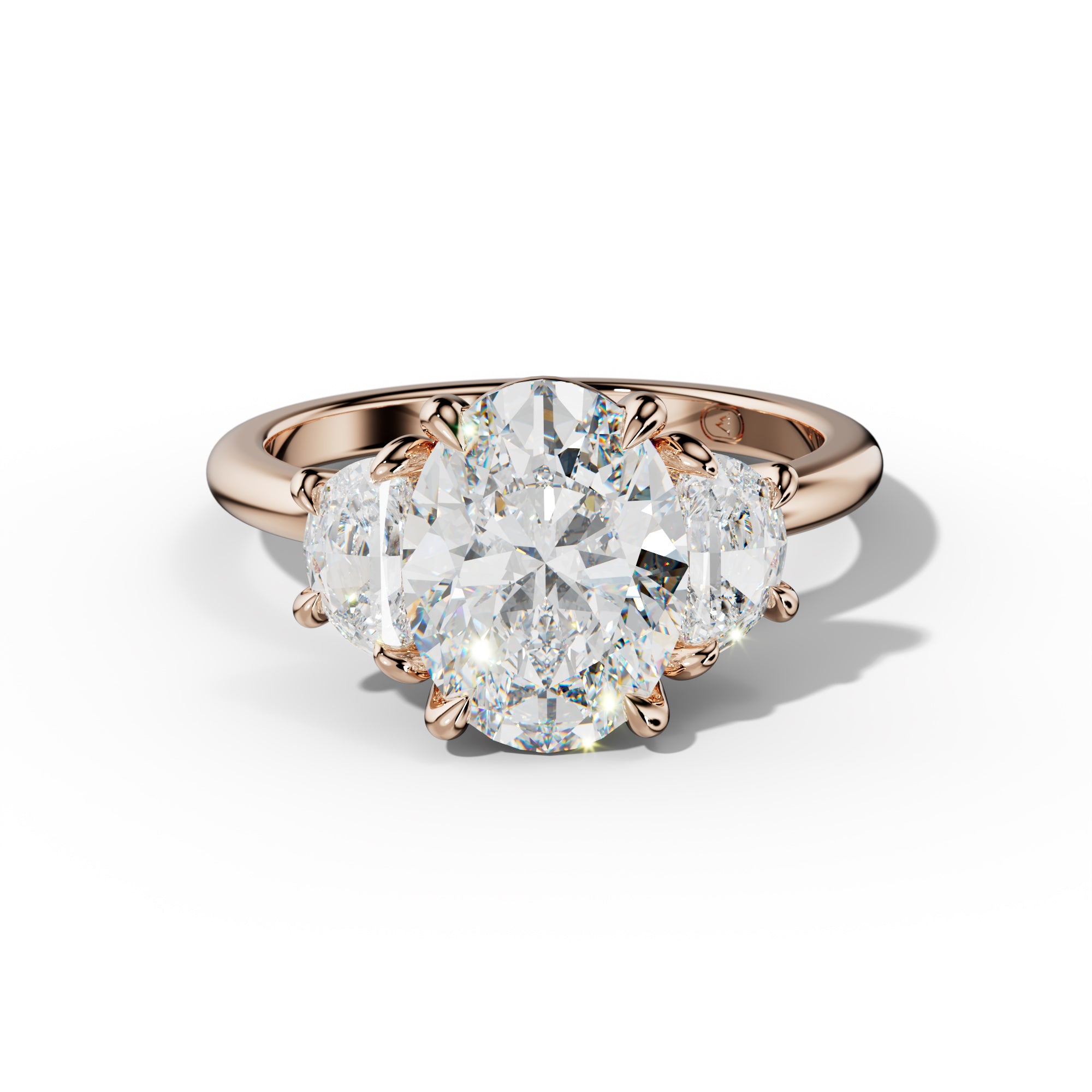 Itzel Oval Diamond Half Moon Side Engagement Ring