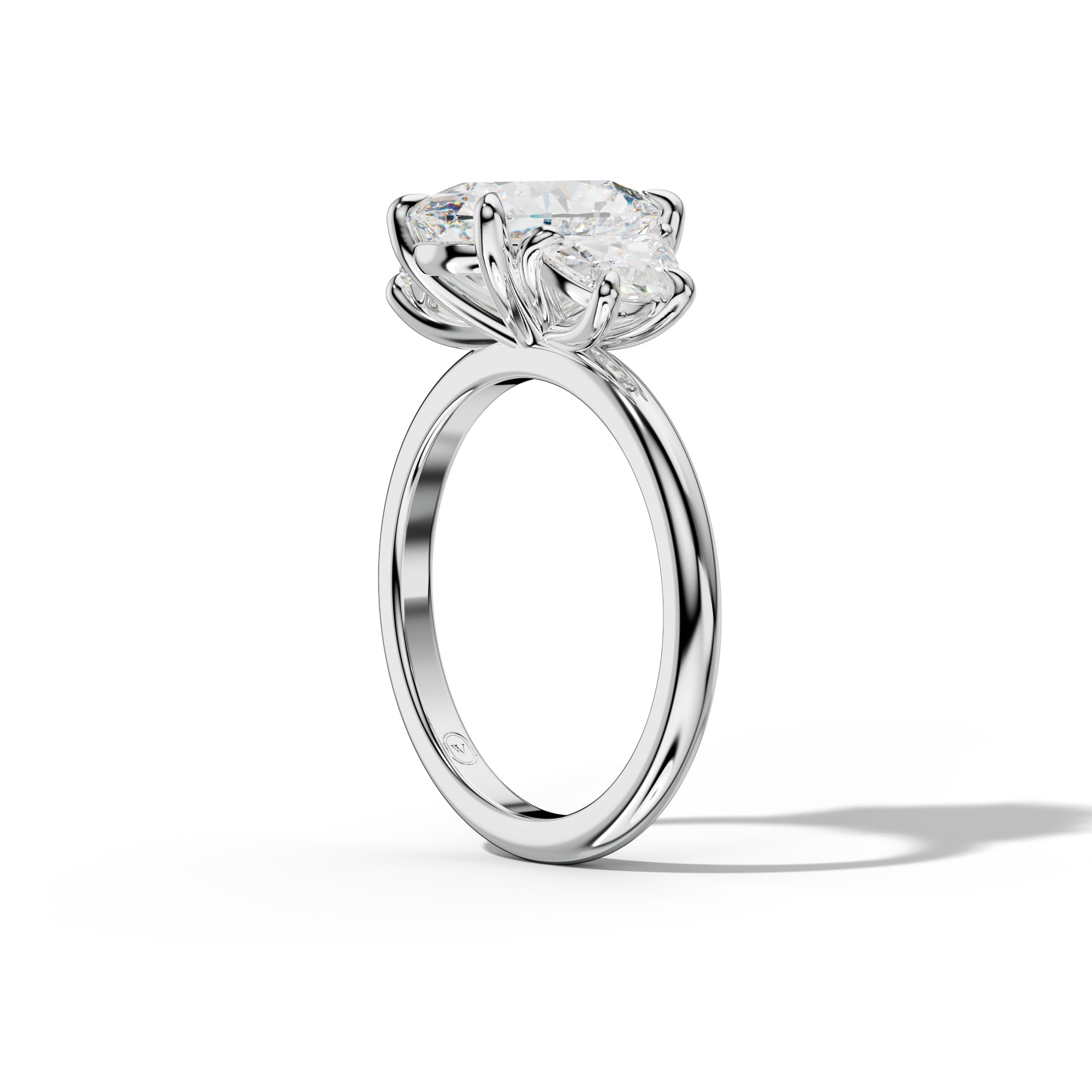 Itzel Oval Diamond Half Moon Side Engagement Ring