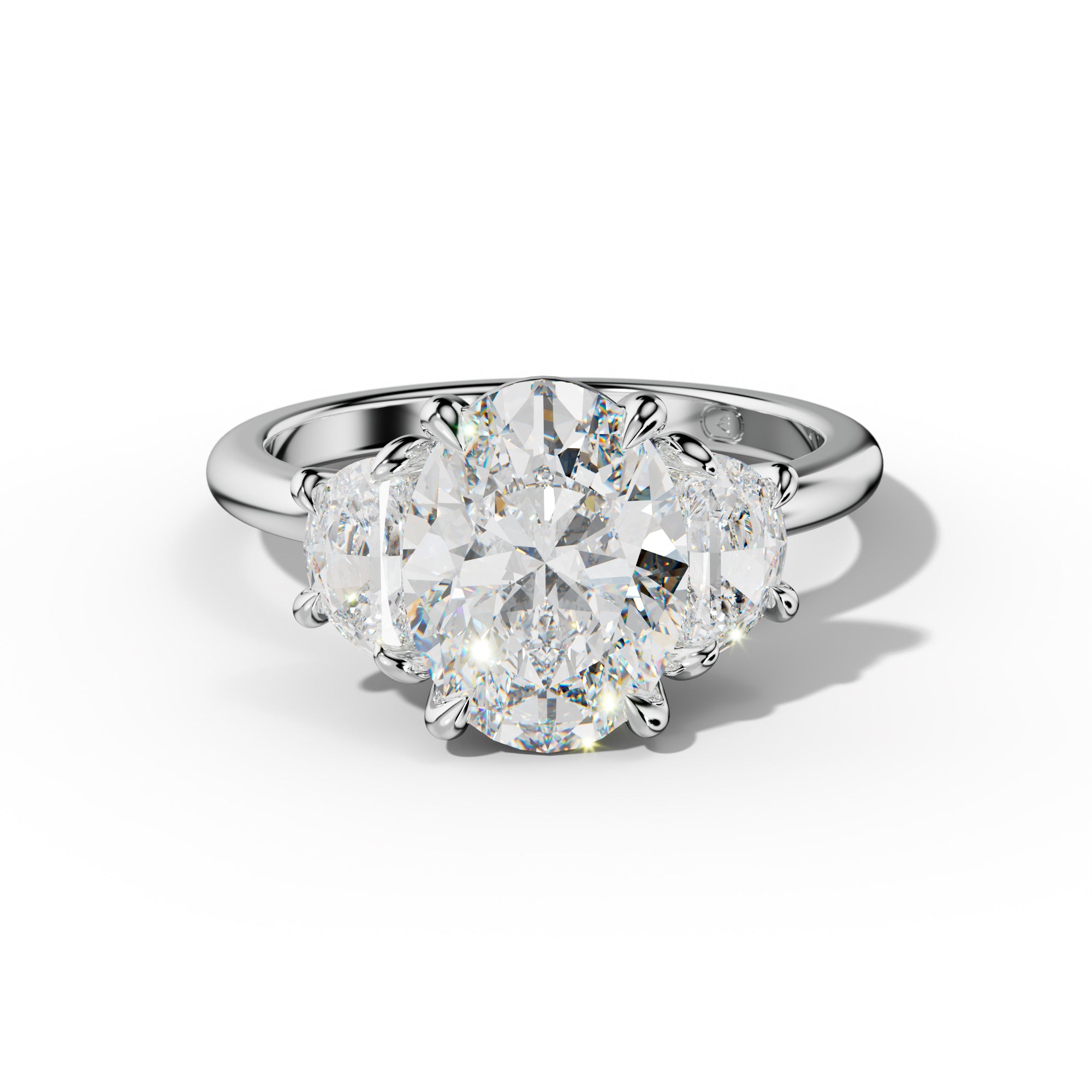 Itzel Oval Diamond Half Moon Side Engagement Ring