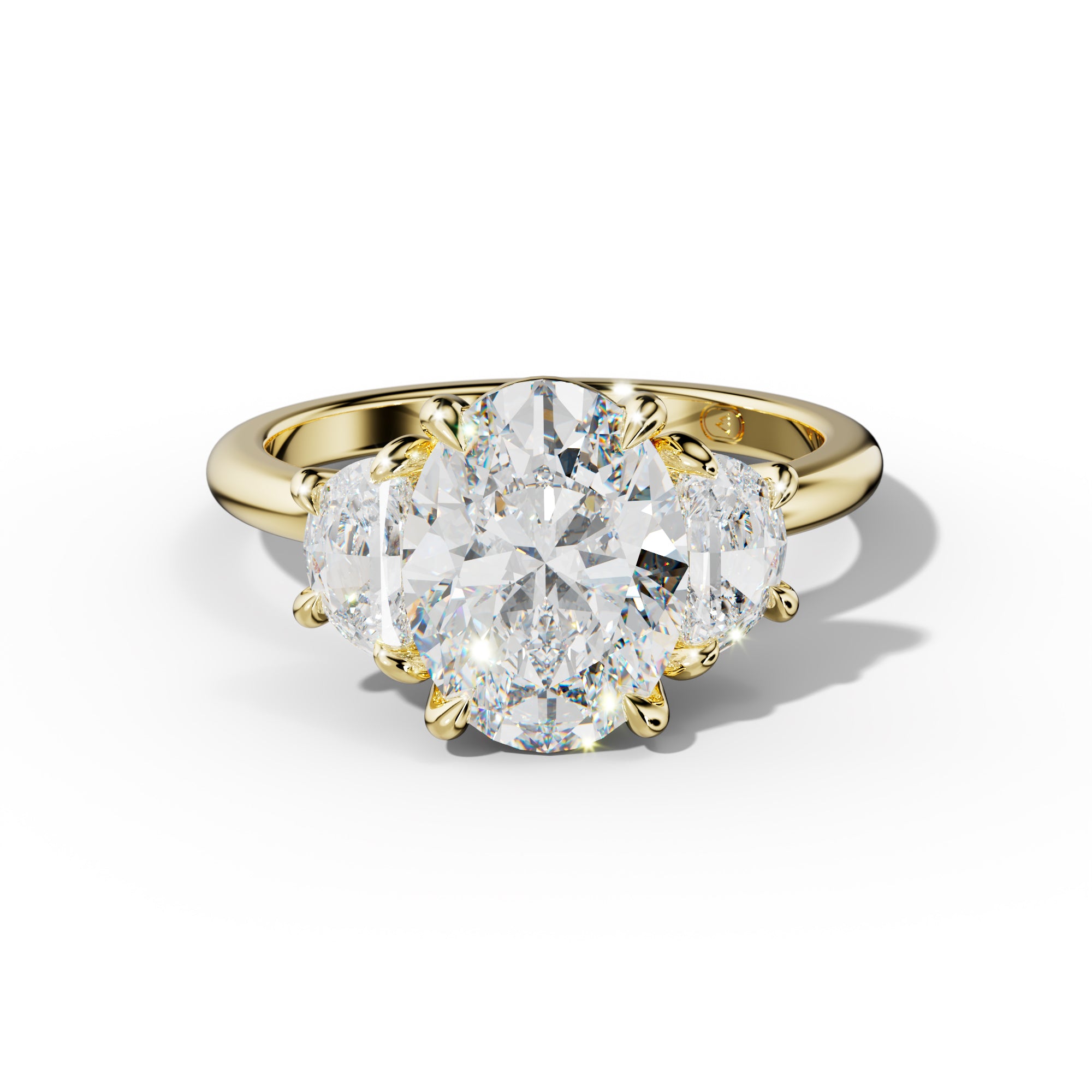 Itzel Oval Diamond Half Moon Side Engagement Ring