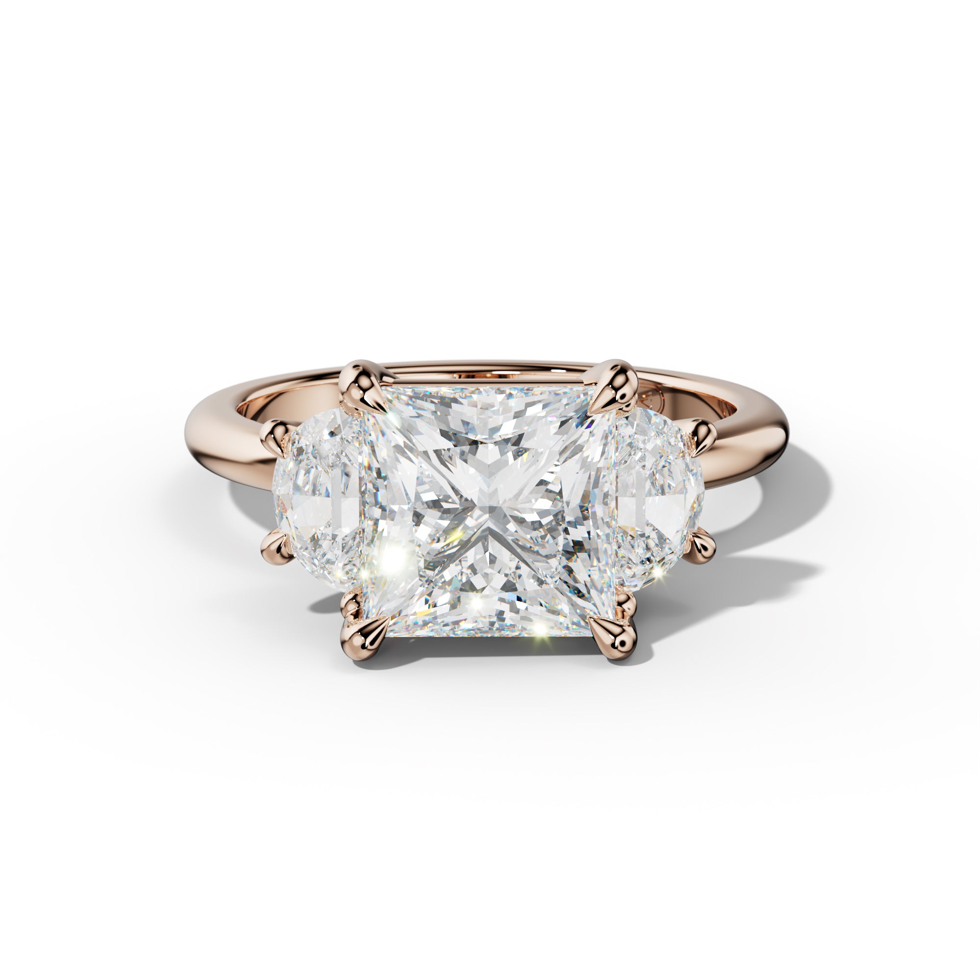 Itzel Princess Cut Half Moon Side Diamond Engagement Ring