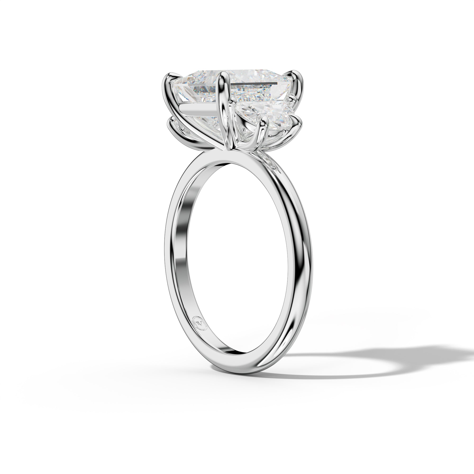 Itzel Princess Cut Half Moon Side Diamond Engagement Ring