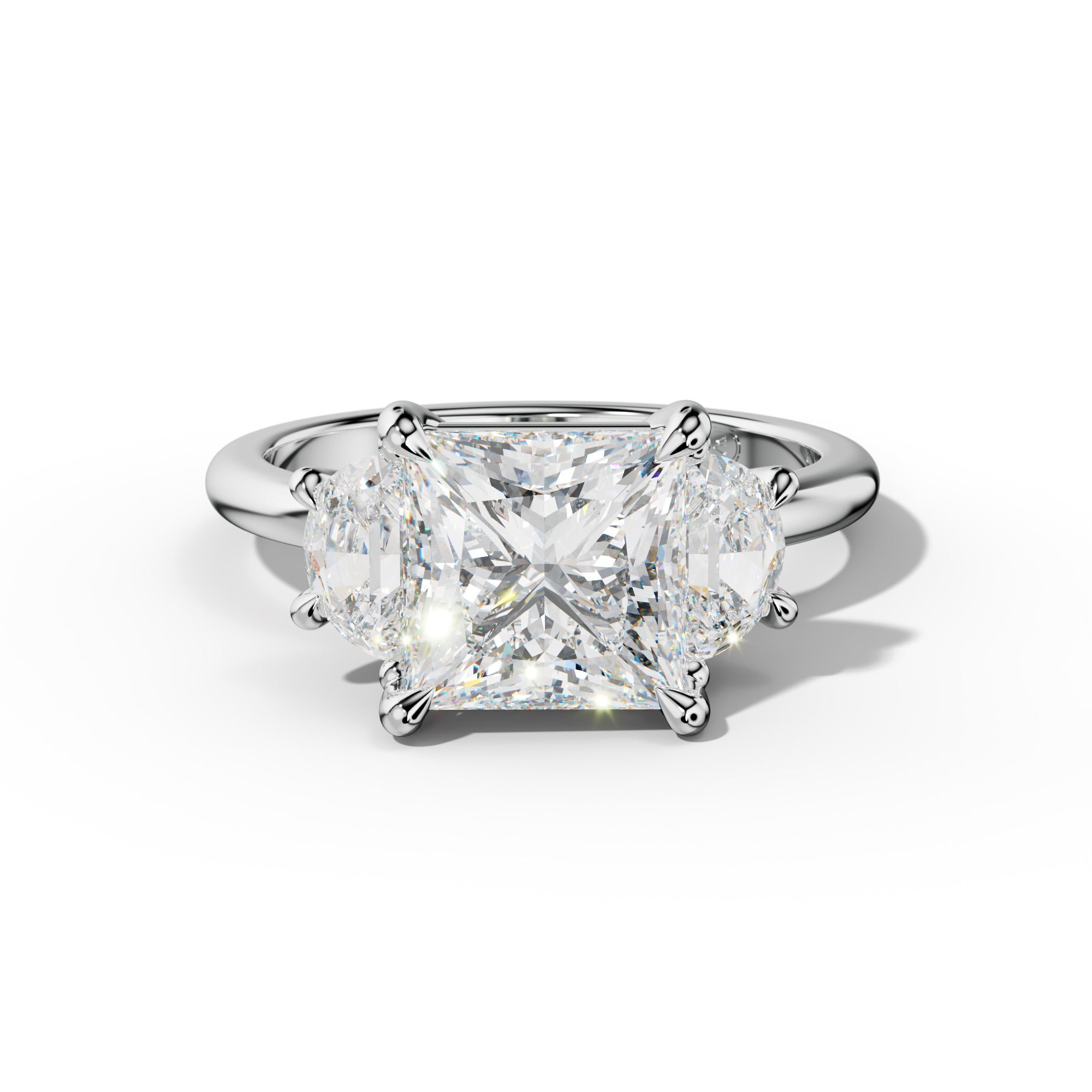 Itzel Princess Cut Half Moon Side Diamond Engagement Ring