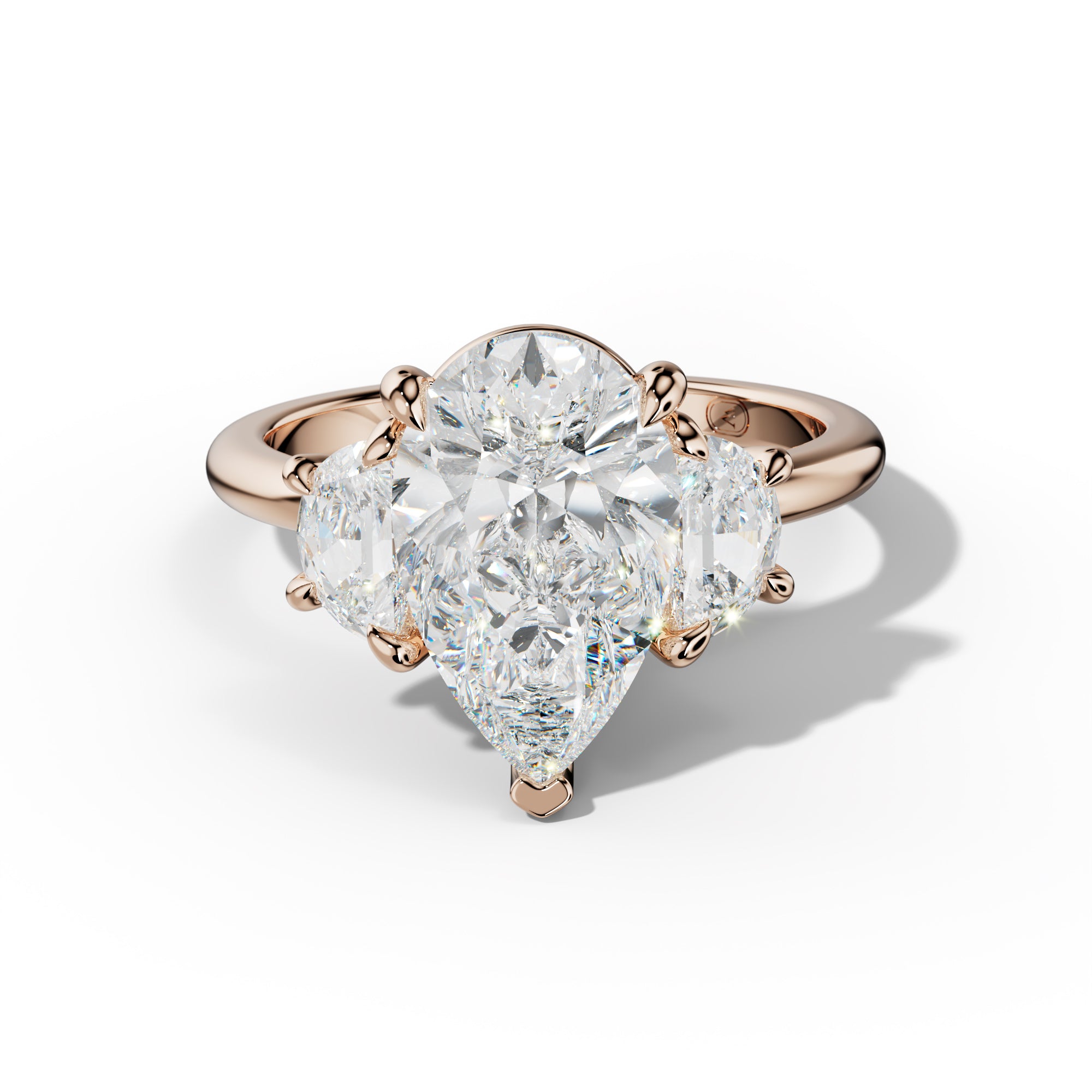 Itzel Pear Shape With Half Moon Side Diamond Engagement Ring
