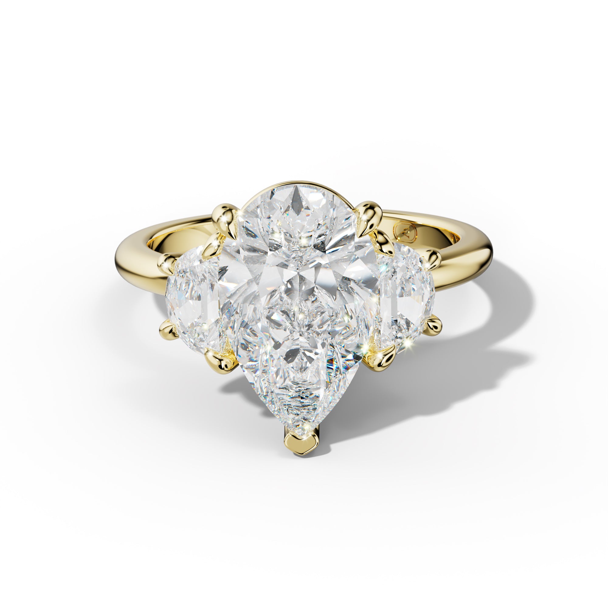 Itzel Pear Shape With Half Moon Side Diamond Engagement Ring