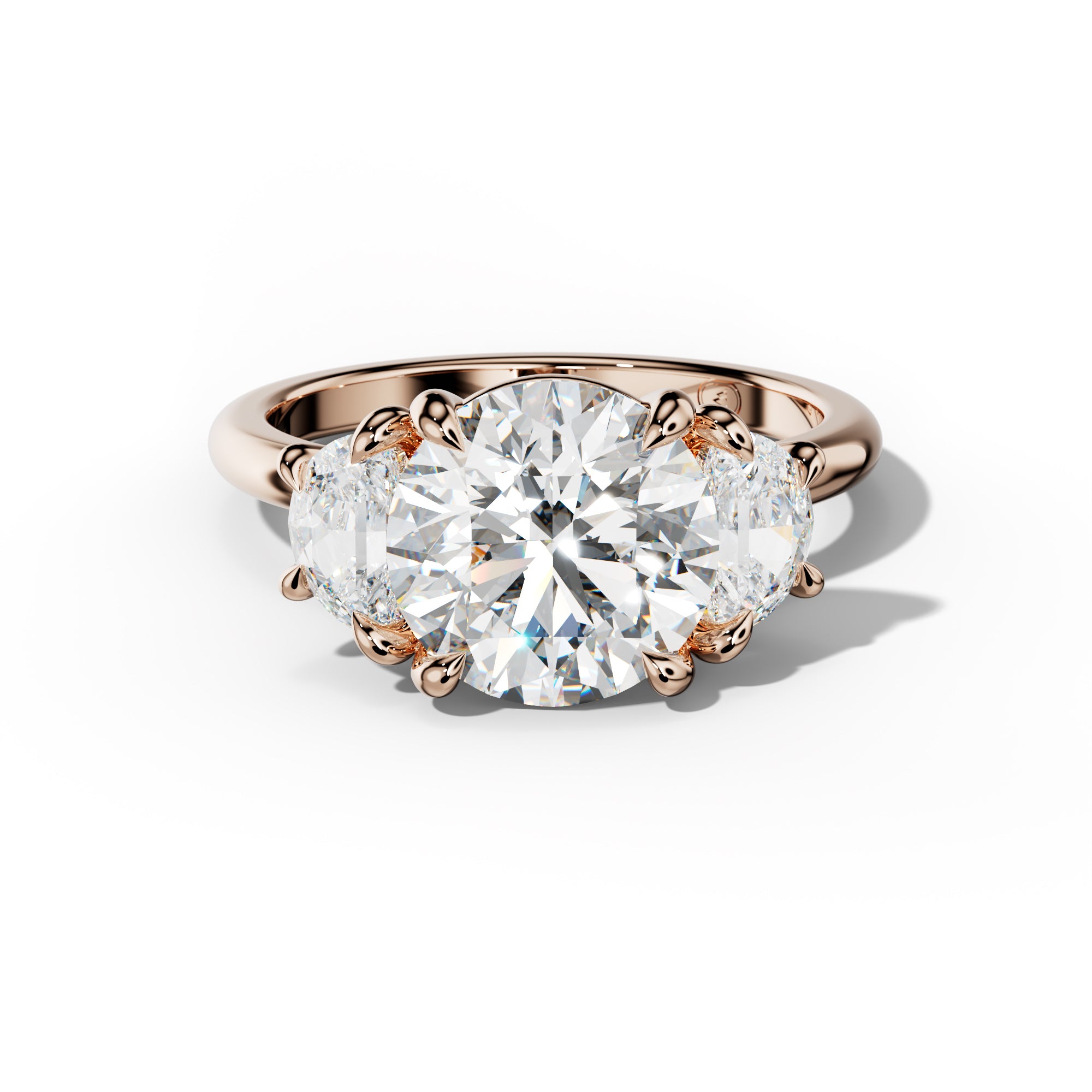 Itzel Round Half Moon Side Diamond Engagement Ring