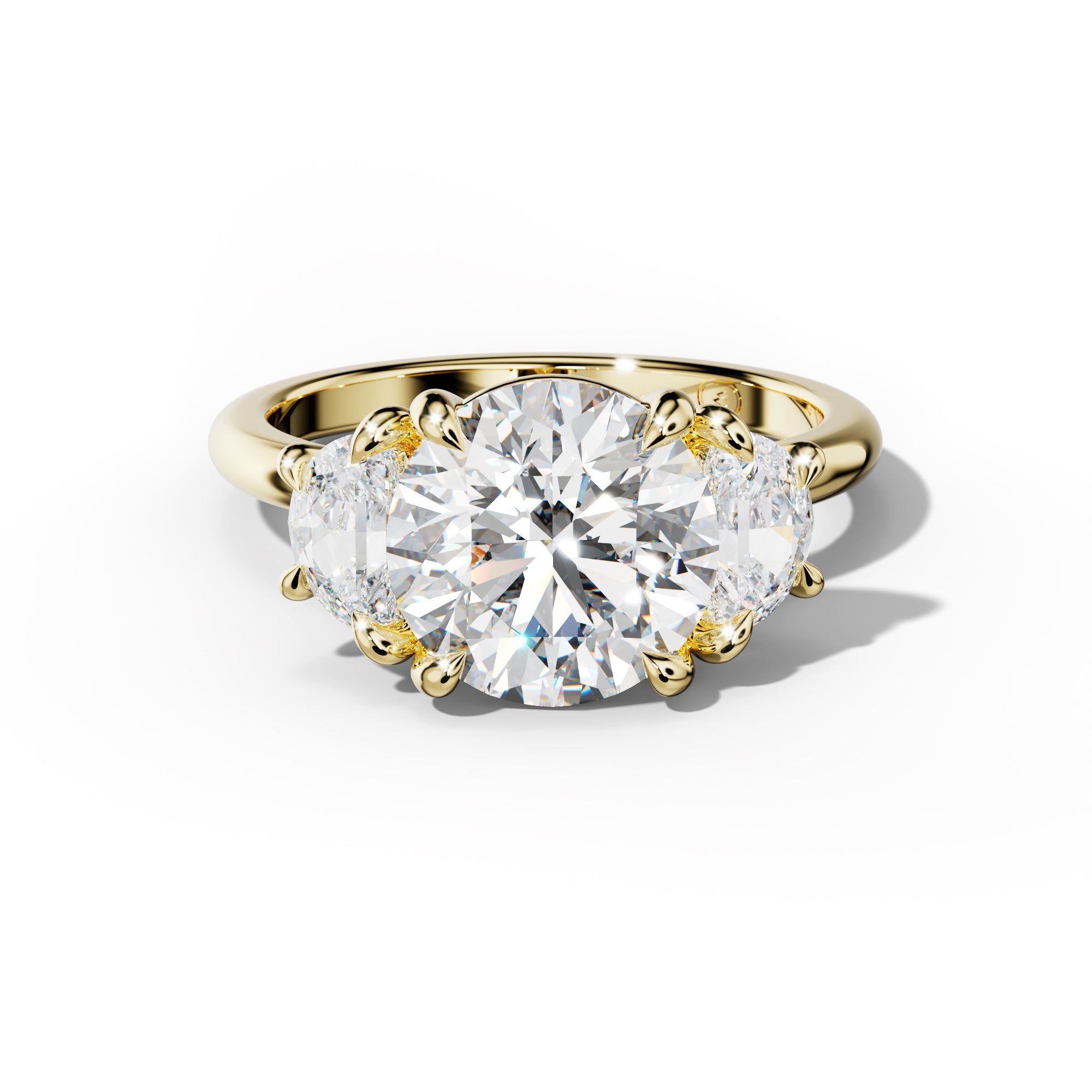 Itzel Round Half Moon Side Diamond Engagement Ring
