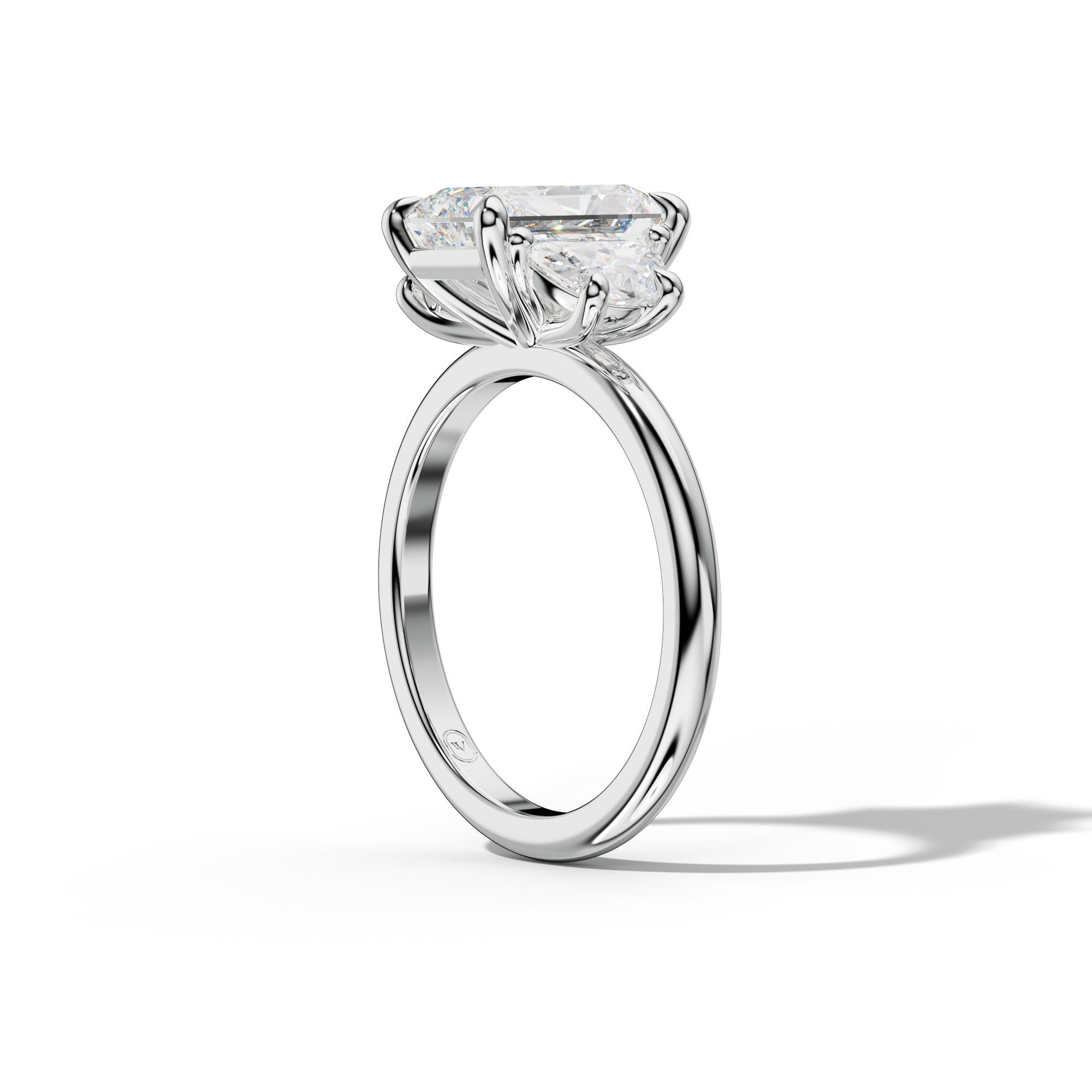 Itzel Radiant Half Moon Size Diamond Engagement Ring