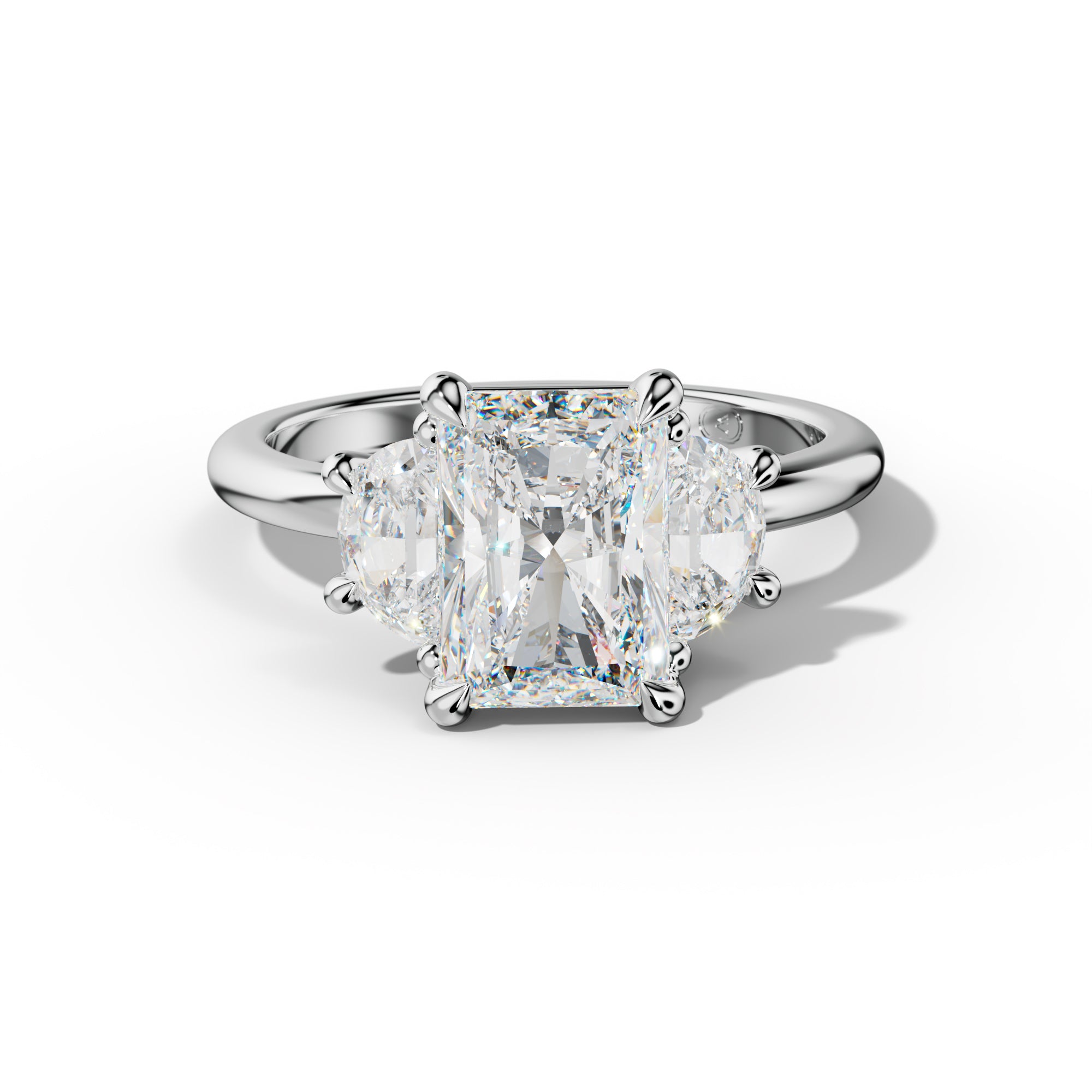 Itzel Radiant Half Moon Size Diamond Engagement Ring