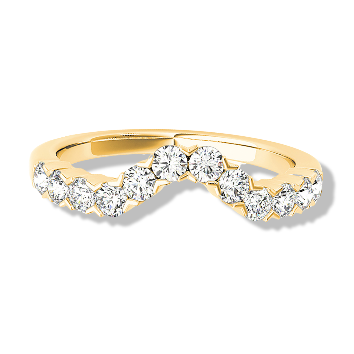 V Shape Bar Set Round Diamond Curved Band-VIRABYANI