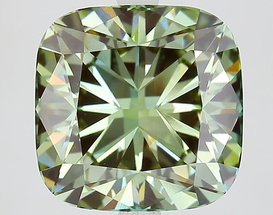 6.09 Carat Cushion Cut Fancy Green