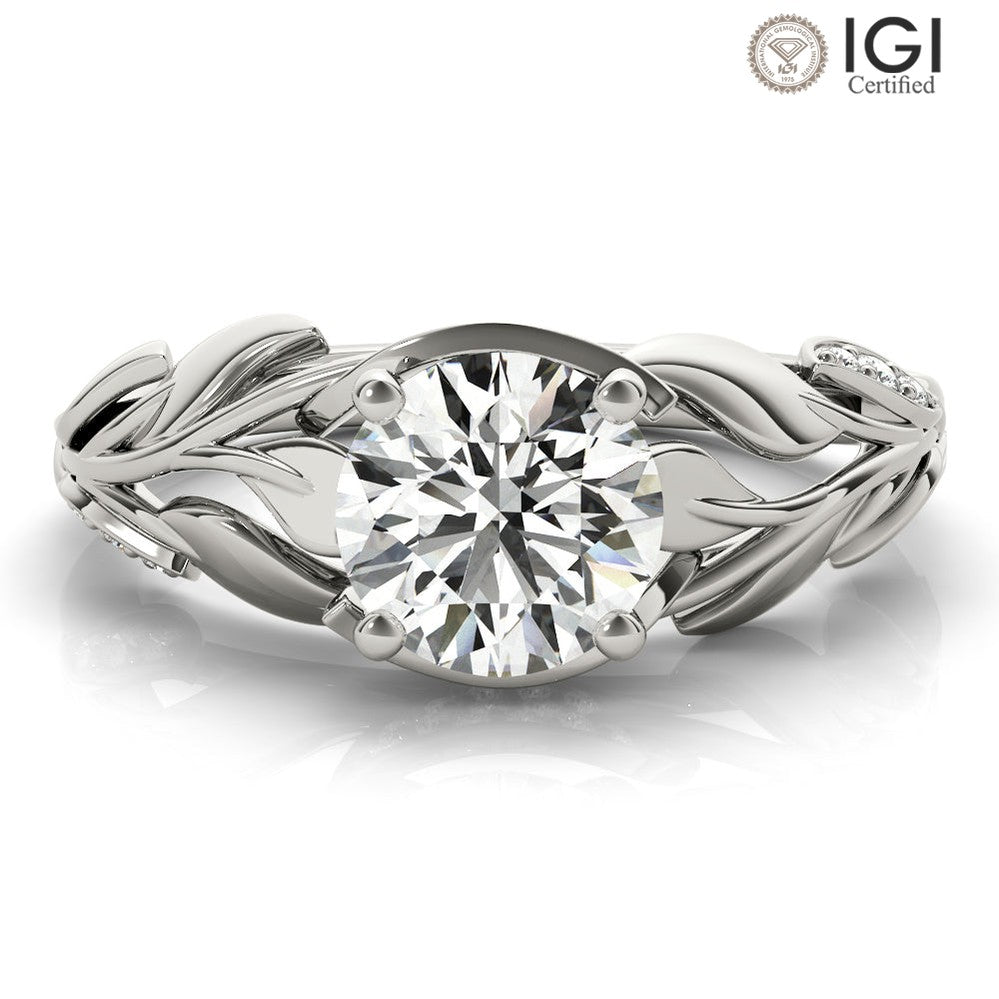 Meadow Round Lab Grown Diamond Solitaire Engagement Ring IGI Certified-VIRABYANI