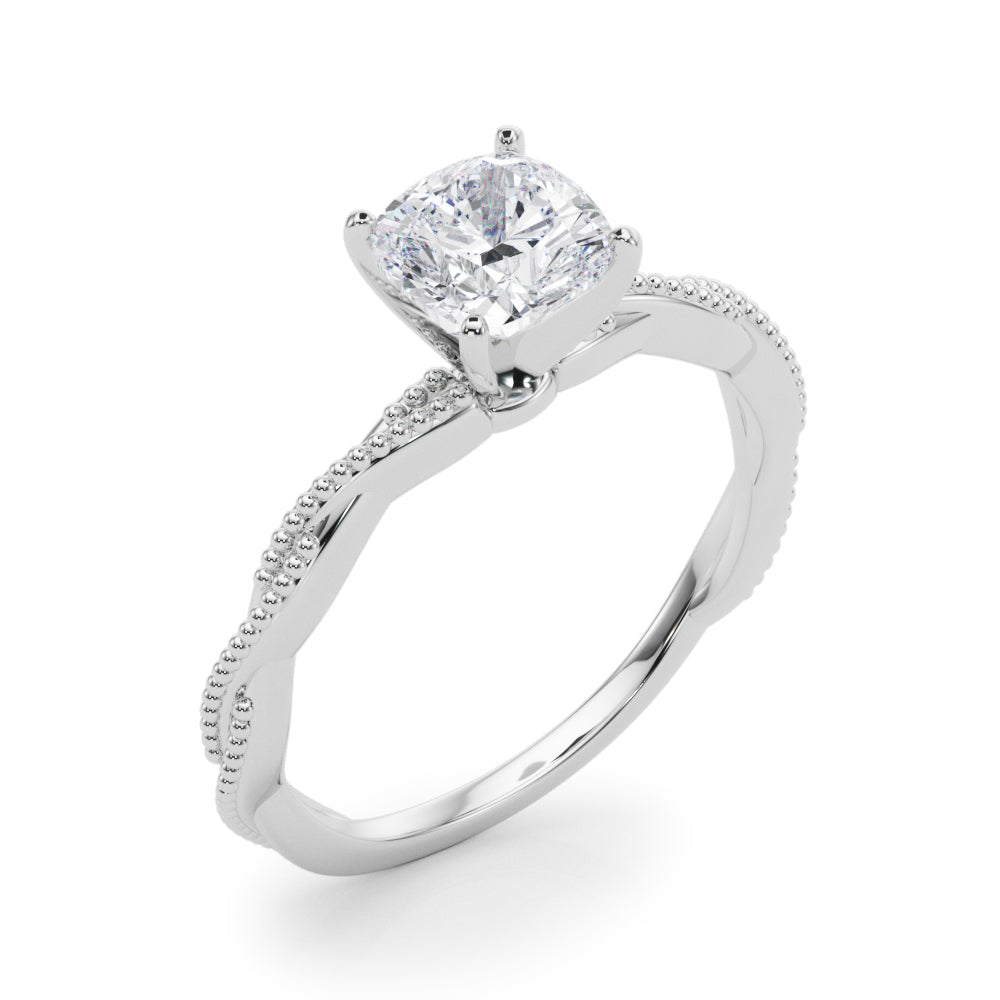 Anastasia Twisted Vine Cushion Lab Grown Diamond Solitaire Engagement Ring IGI Certified-VIRABYANI