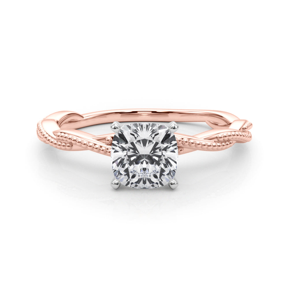 Anastasia Twisted Vine Cushion Diamond Solitaire Engagement Ring