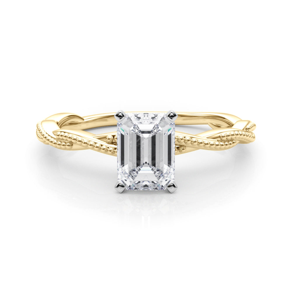 Anastasia Twisted Vine Emerald Diamond Solitaire Engagement Ring