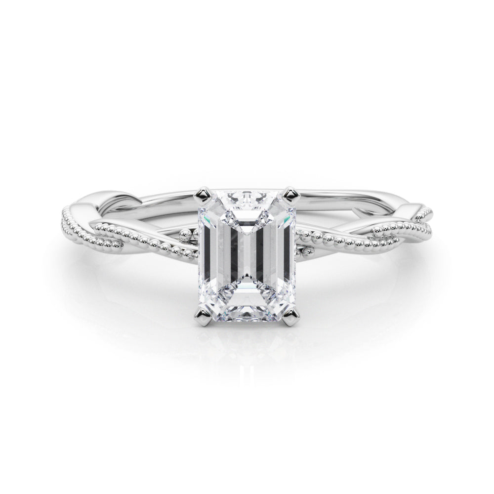 Anastasia Twisted Vine Emerald Diamond Solitaire Engagement Ring