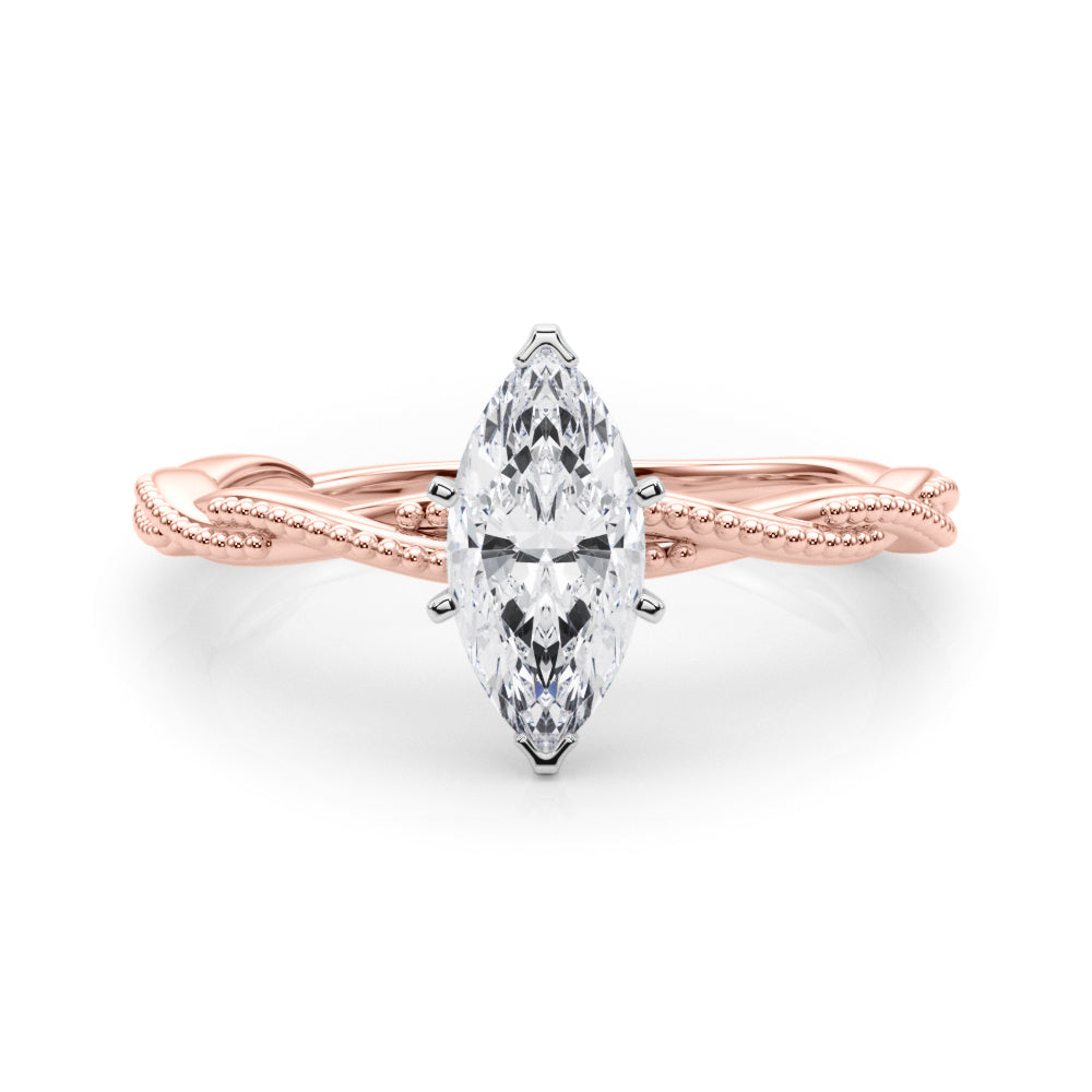 Anastasia Twisted Vine Marquise Lab Grown Diamond Solitaire Engagement Ring IGI Certified-VIRABYANI