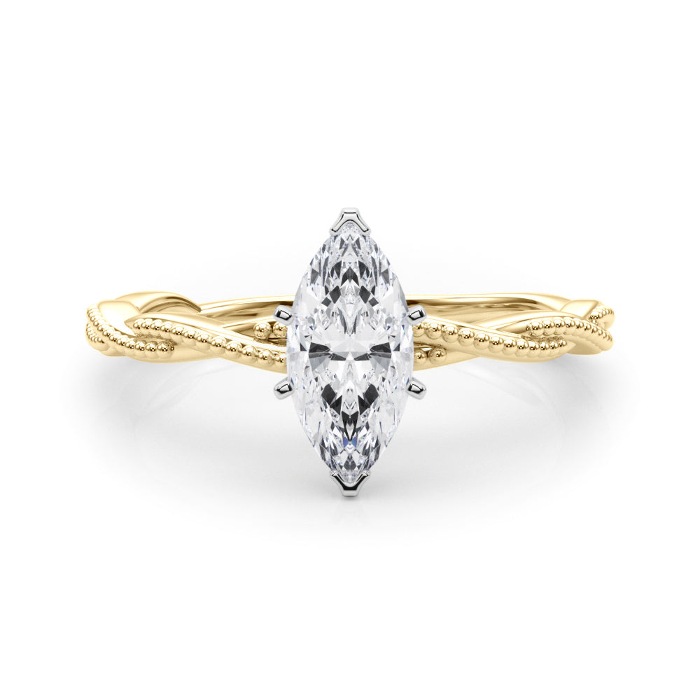 Anastasia Twisted Vine Marquise Lab Grown Diamond Solitaire Engagement Ring IGI Certified-VIRABYANI