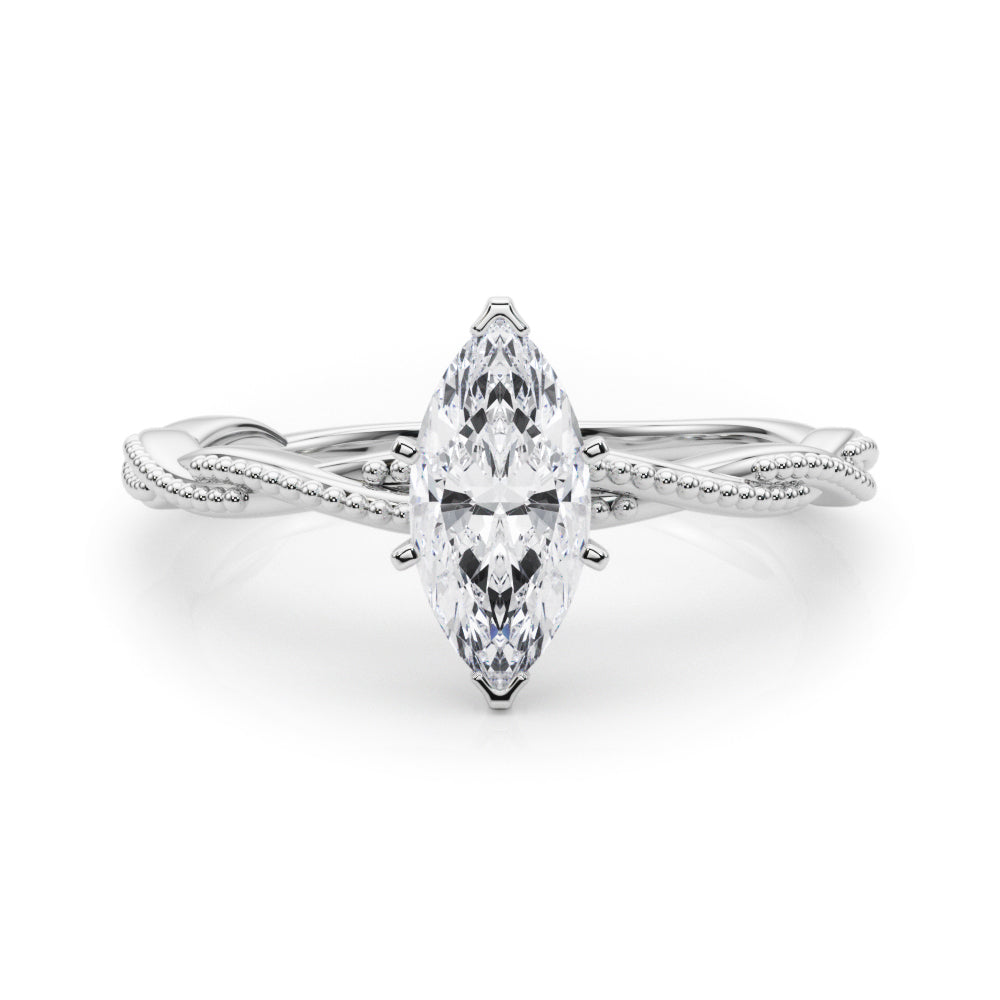 Anastasia Twisted Vine Marquise Diamond Solitaire Engagement Ring-VIRABYANI