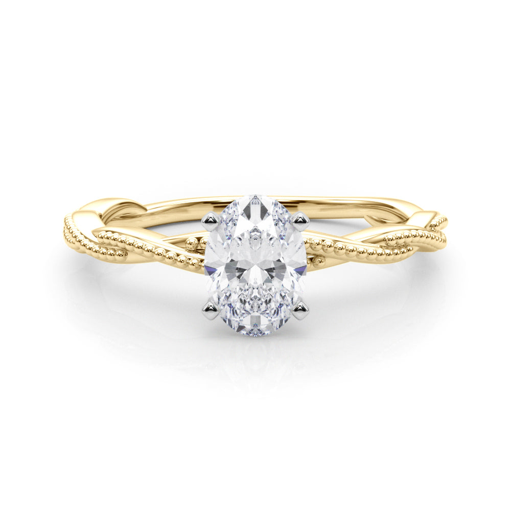 Anastasia Twisted Vine Oval Diamond Solitaire Engagement Ring-VIRABYANI